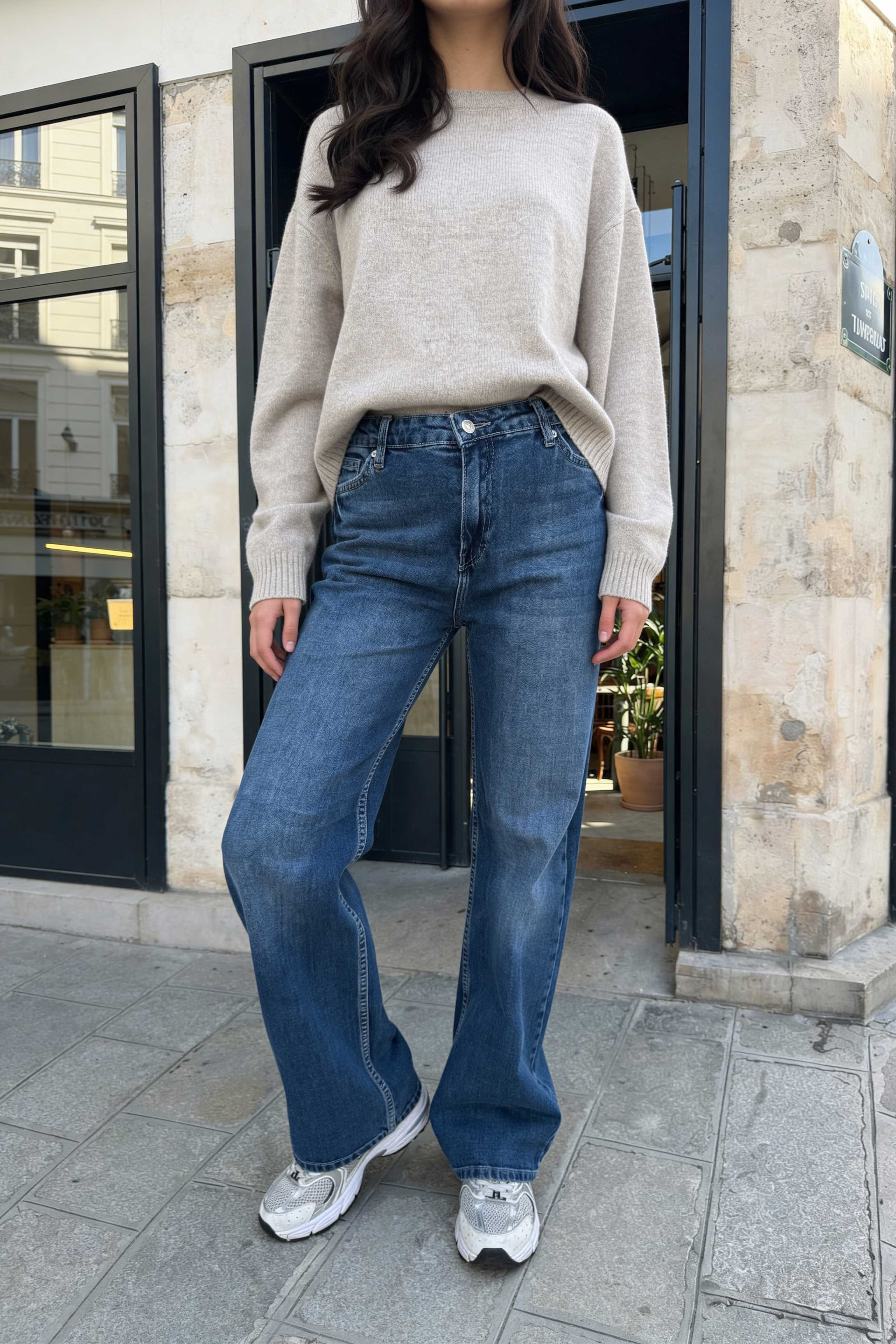 Wide-Leg – High-Waist Mid Blue Jeans Wide Leg CIZARO - Cizaro Jeans