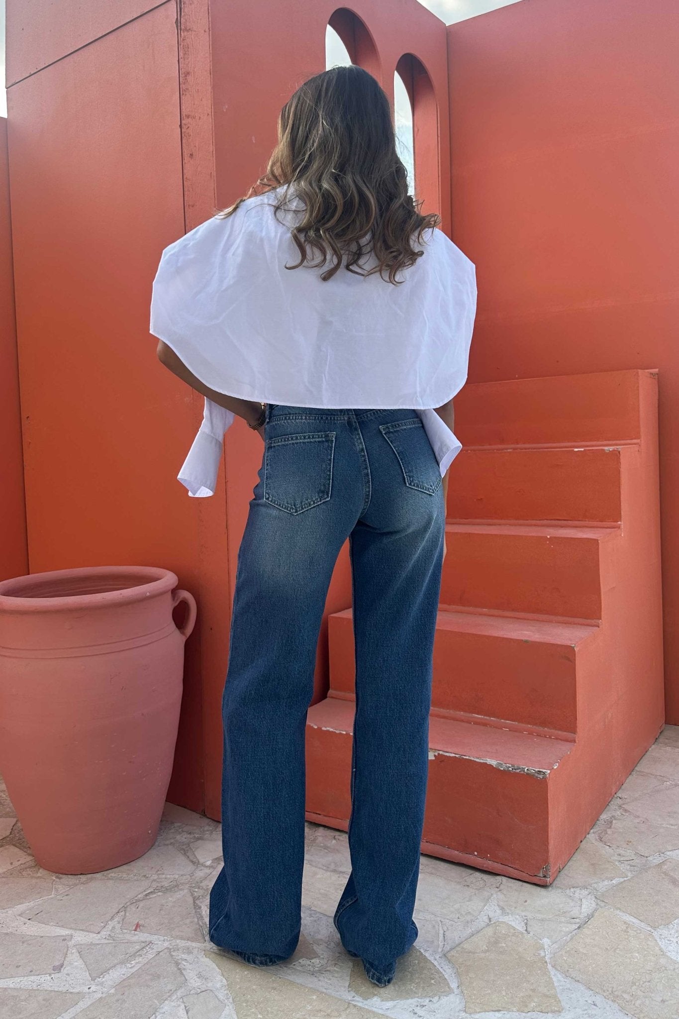 Wide Leg – Mid Rise Ocean Blue Jeans Wide-Leg CIZARO - Cizaro Jeans