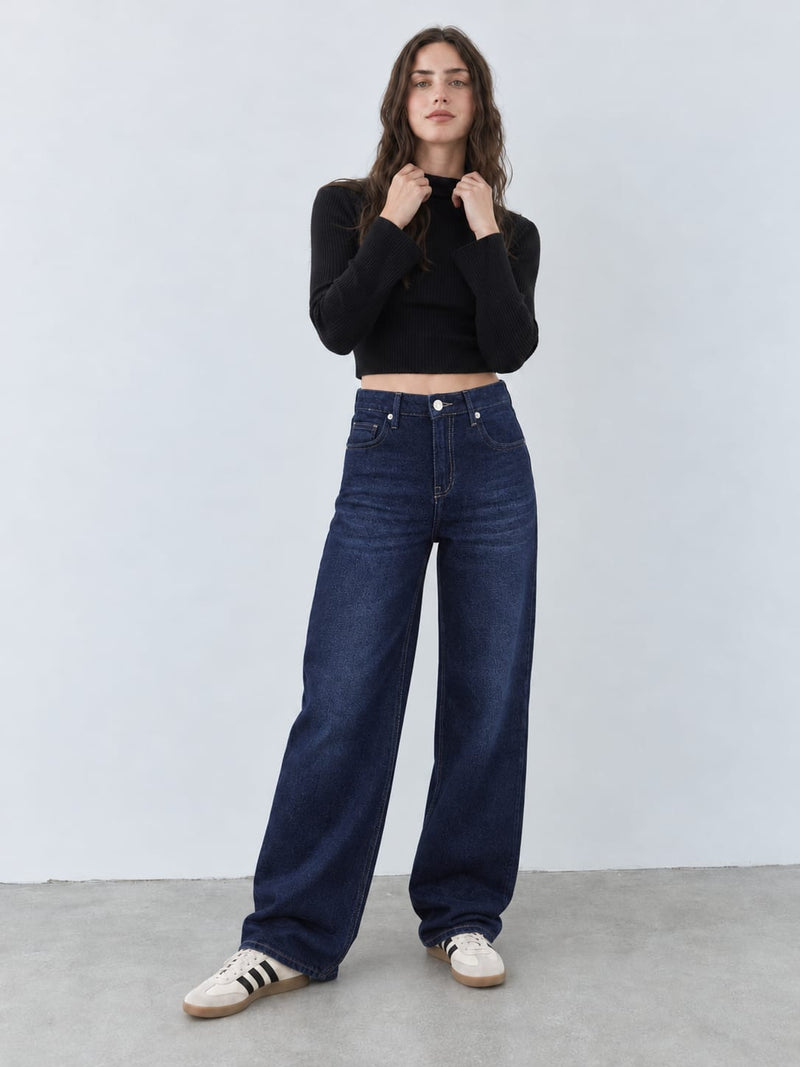 Baggy High-Waist – Deep Shadow Navy Blue Jeans Baggy CIZARO - Cizaro Jeans