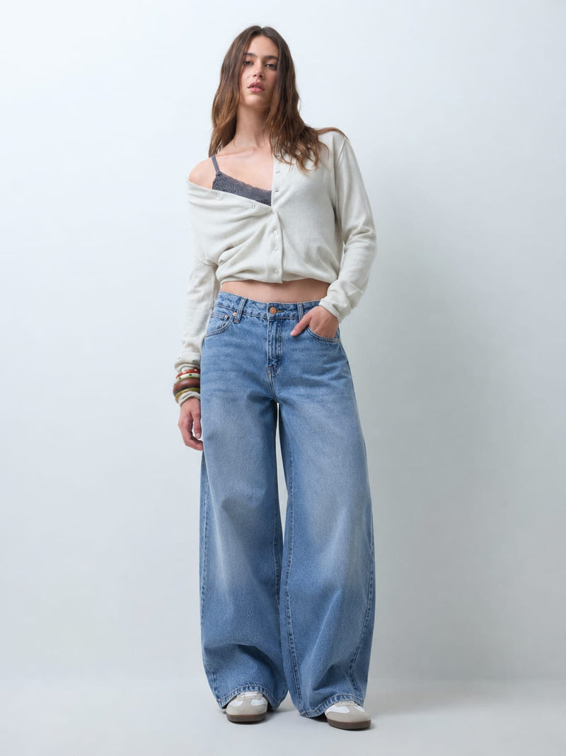 Loose Baggy High Waist Light Vintage Blue Jeans Loose baggy CIZARO - Cizaro Jeans