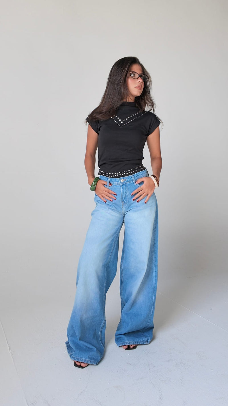 Loose Baggy High-Waist Light Vintage Blue Jeans Baggy CIZARO - Cizaro Jeans