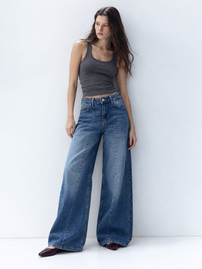 Relaxed Baggy High-Waist Ocean Blue Jeans Baggy CIZARO - Cizaro Jeans