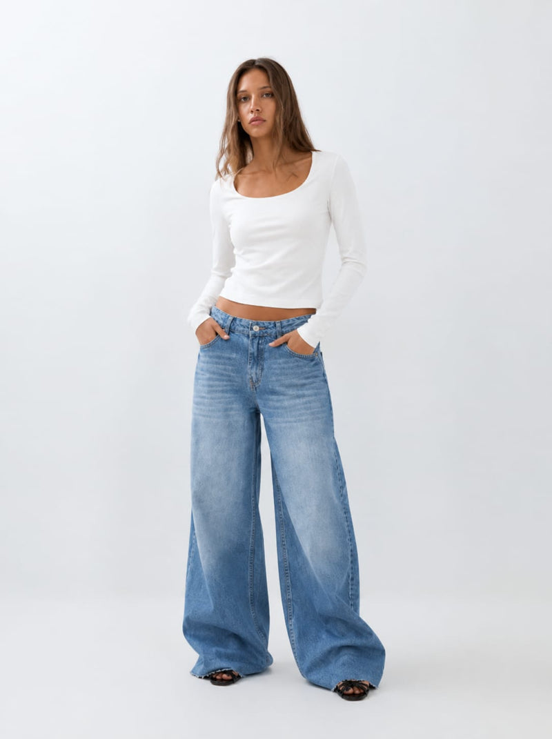 Super Baggy High Waist Light Wash Blue Jeans Super Baggy CIZARO - Cizaro Jeans