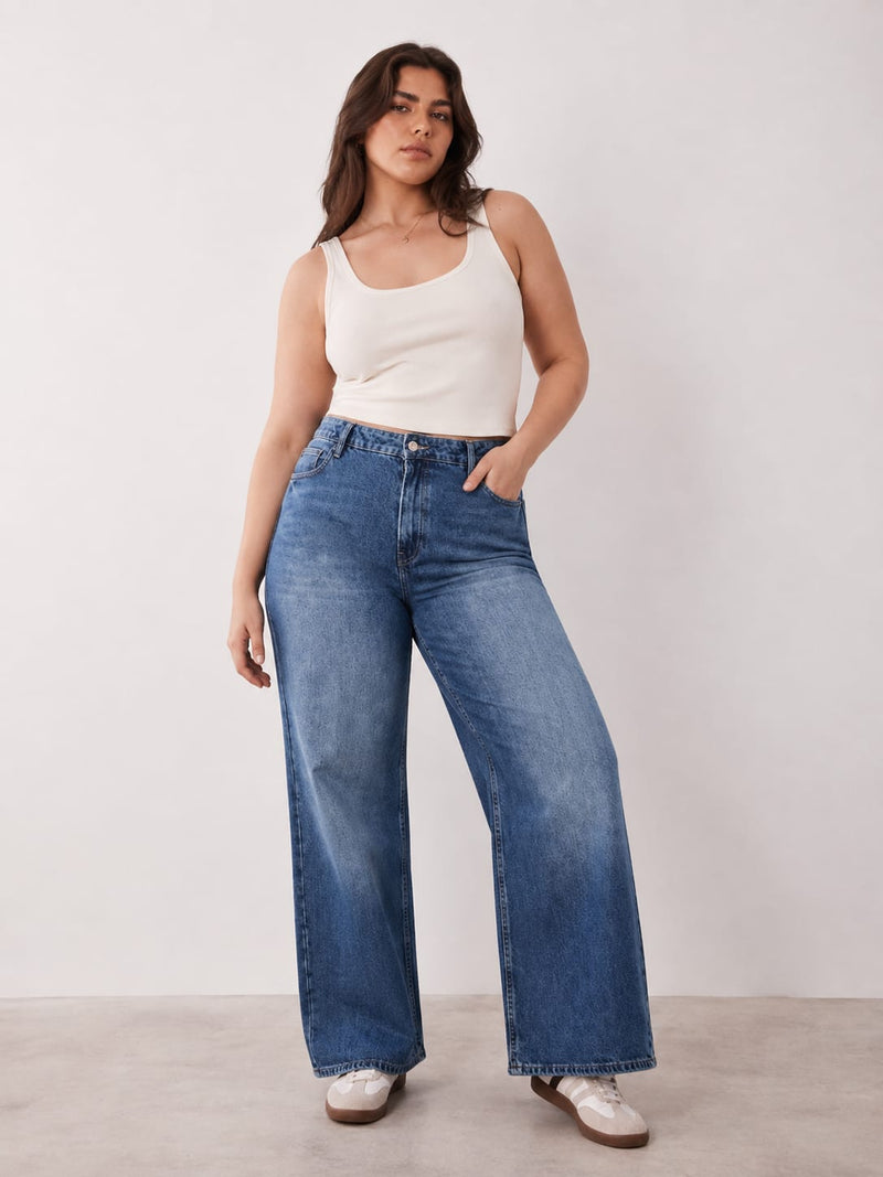Super Baggy High-Waist Mid Vintage Blue Jeans Super Baggy CIZARO - Cizaro Jeans