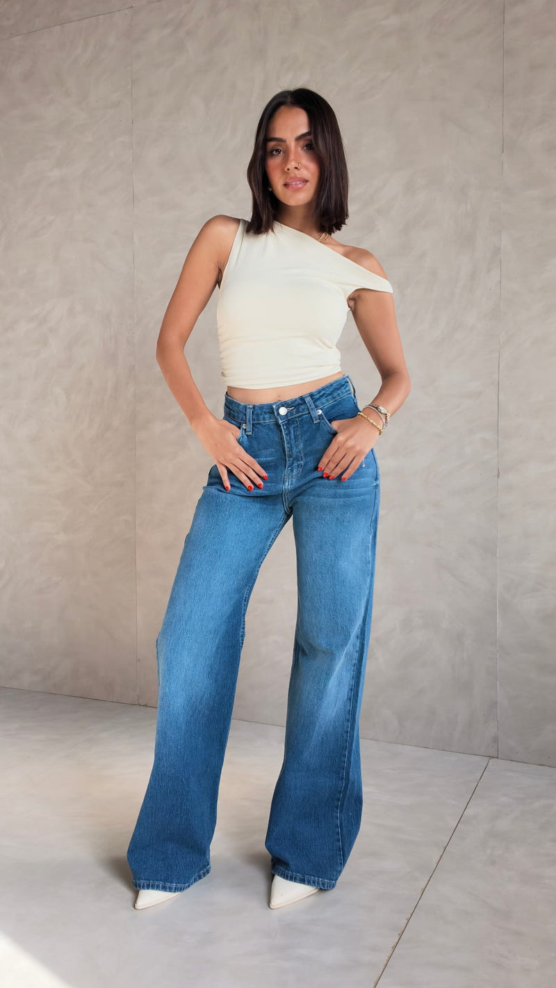 Ultra Comfort Baggy High-Waist Mid Vintage Blue Jeans Baggy CIZARO - Cizaro Jeans