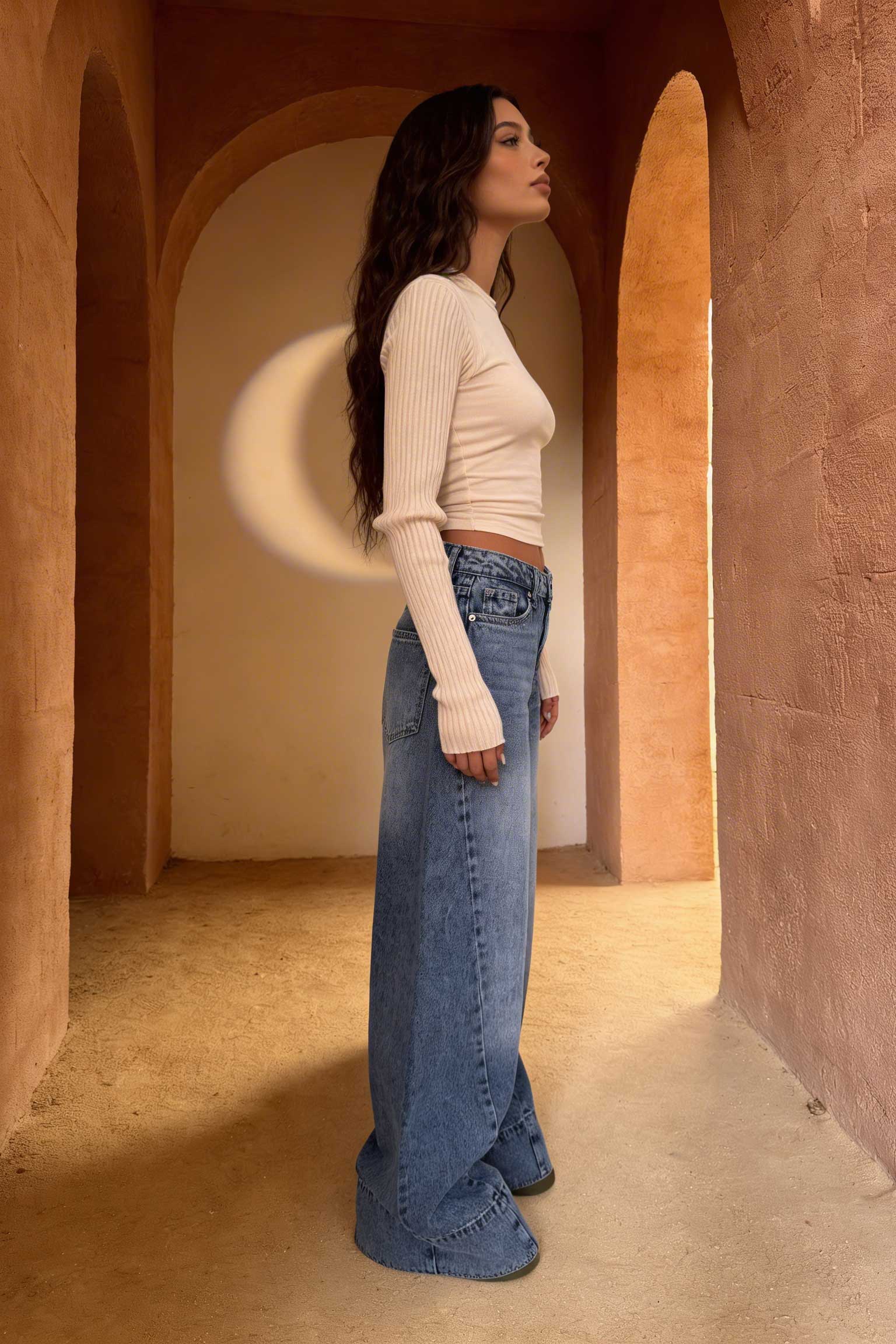 Extreme Wide-Leg – Mid-Rise Acid Blue Jeans Wide Leg CIZARO - Cizaro Jeans