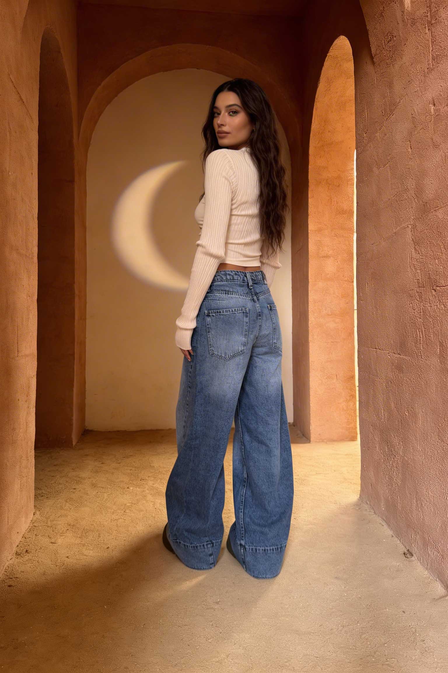 Extreme Wide-Leg – Mid-Rise Acid Blue Jeans Wide Leg CIZARO - Cizaro Jeans