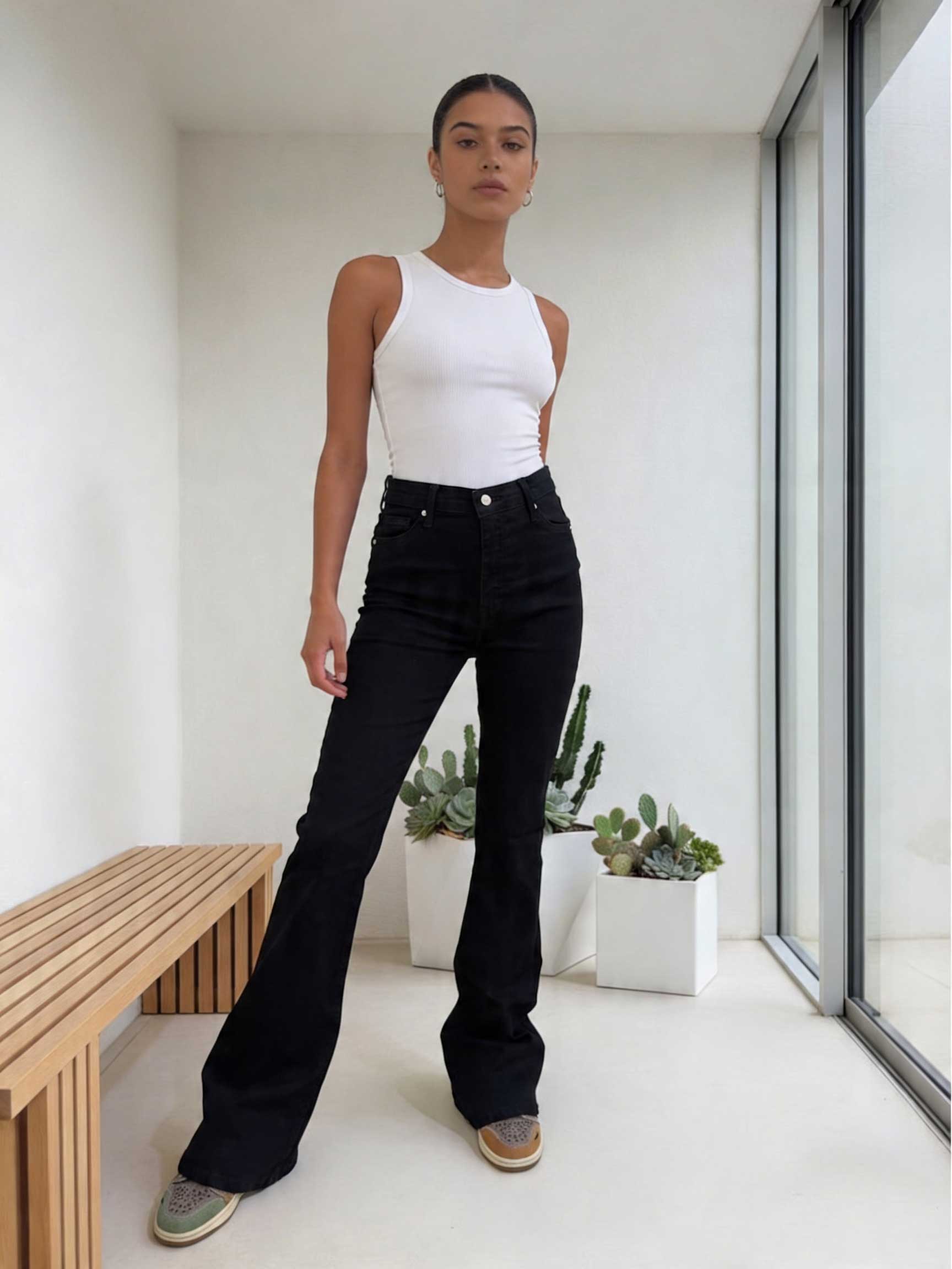 Flare – High-Waist Washed Black Jeans Flare CIZARO - Cizaro Jeans