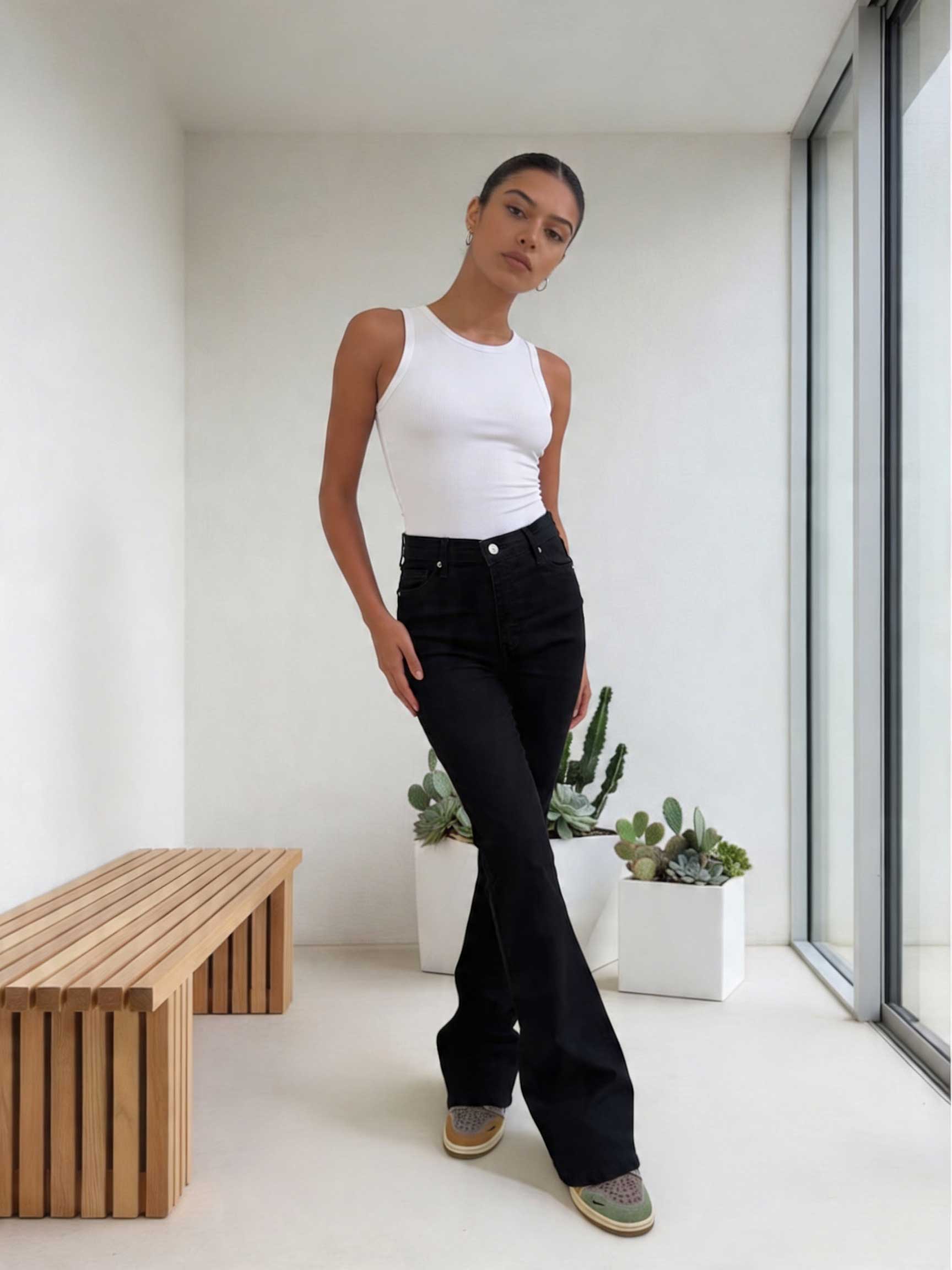 Flare – High-Waist Washed Black Jeans Flare CIZARO - Cizaro Jeans