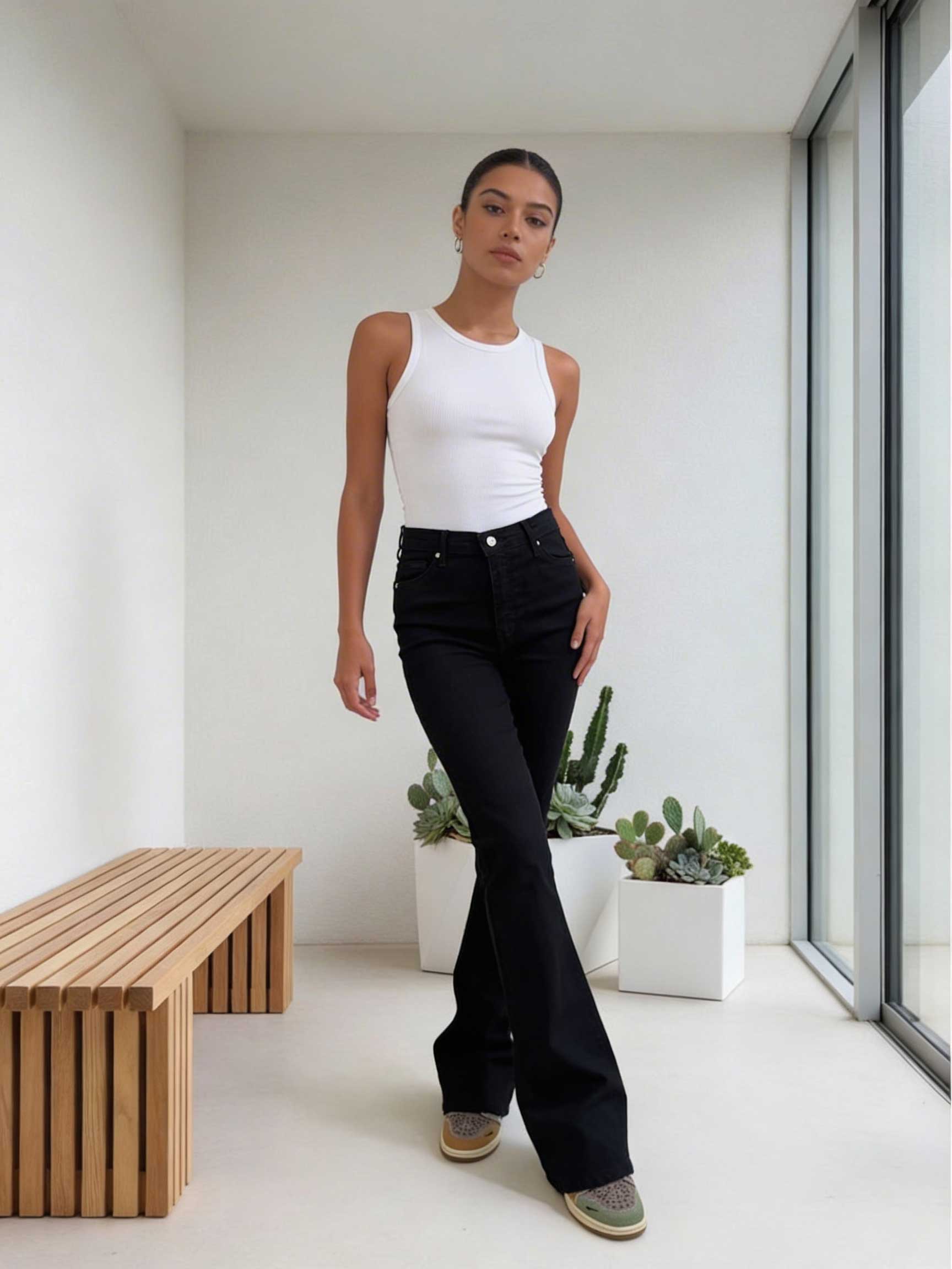 Flare – High-Waist Washed Black Jeans Flare CIZARO - Cizaro Jeans