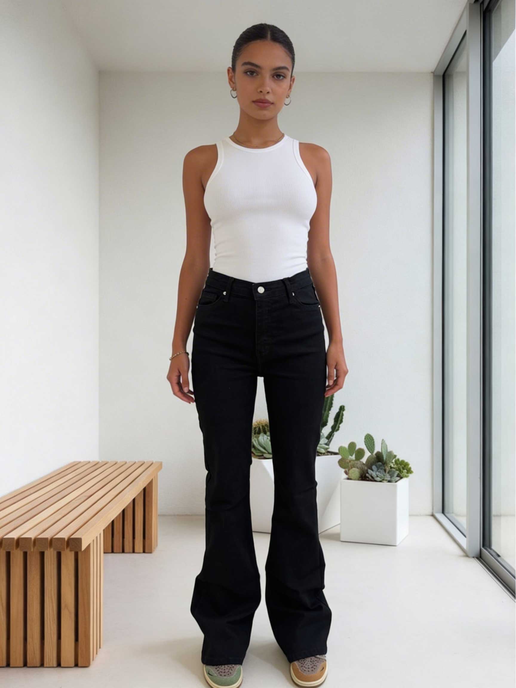 Flare – High-Waist Washed Black Jeans Flare CIZARO - Cizaro Jeans