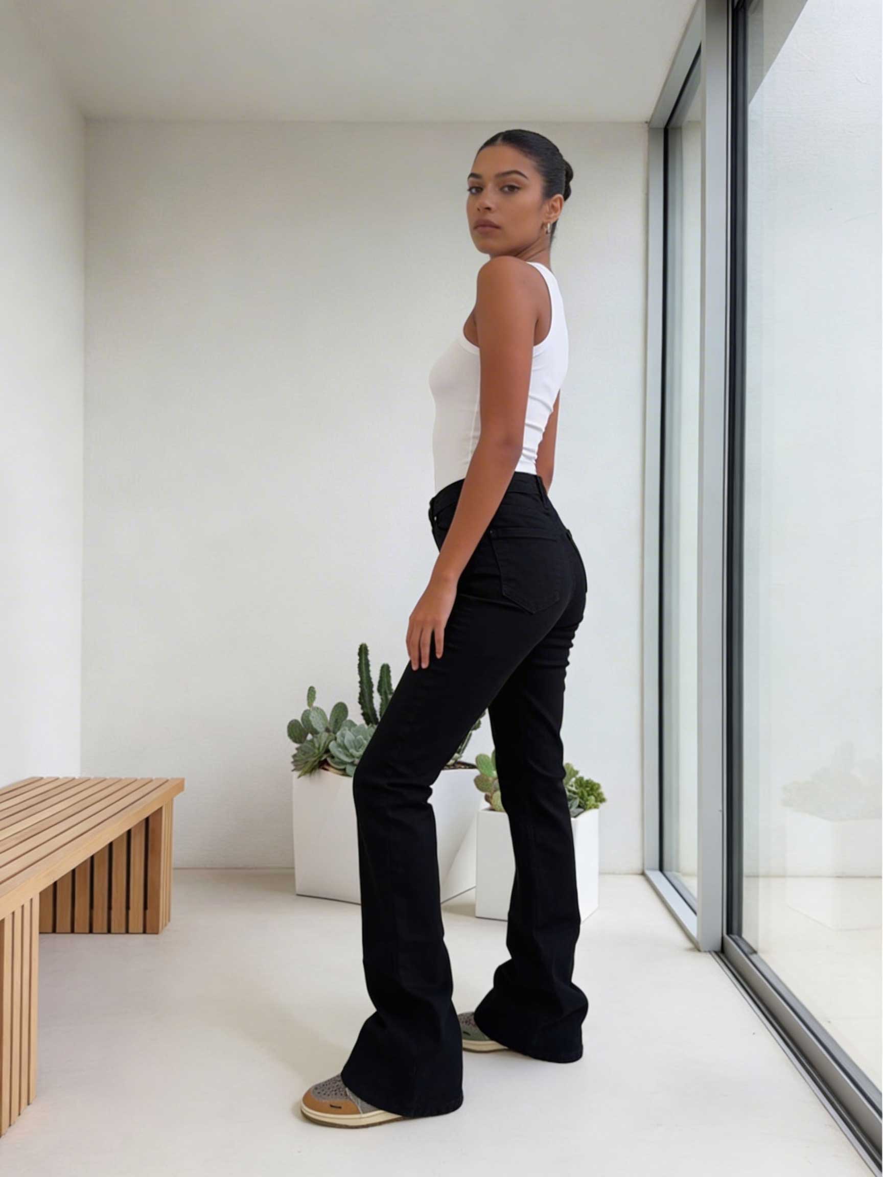 Flare – High-Waist Washed Black Jeans Flare CIZARO - Cizaro Jeans