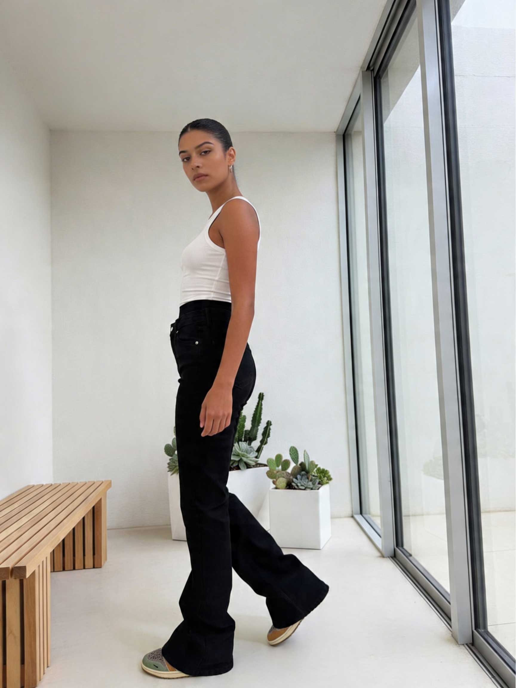 Flare – High-Waist Washed Black Jeans Flare CIZARO - Cizaro Jeans