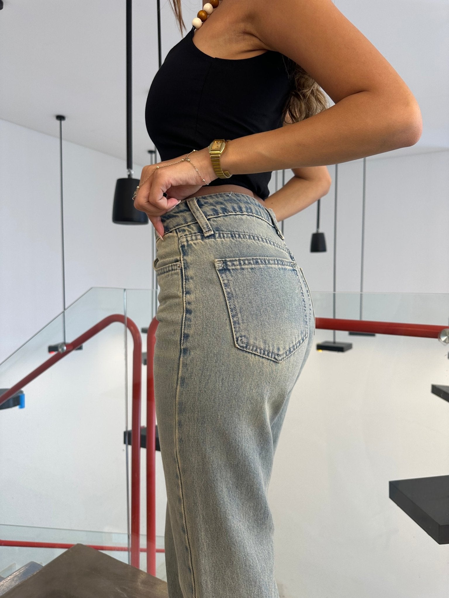 Straight-Leg - High-Waist Light Vintage Blue Jeans straight CIZARO - Cizaro Jeans