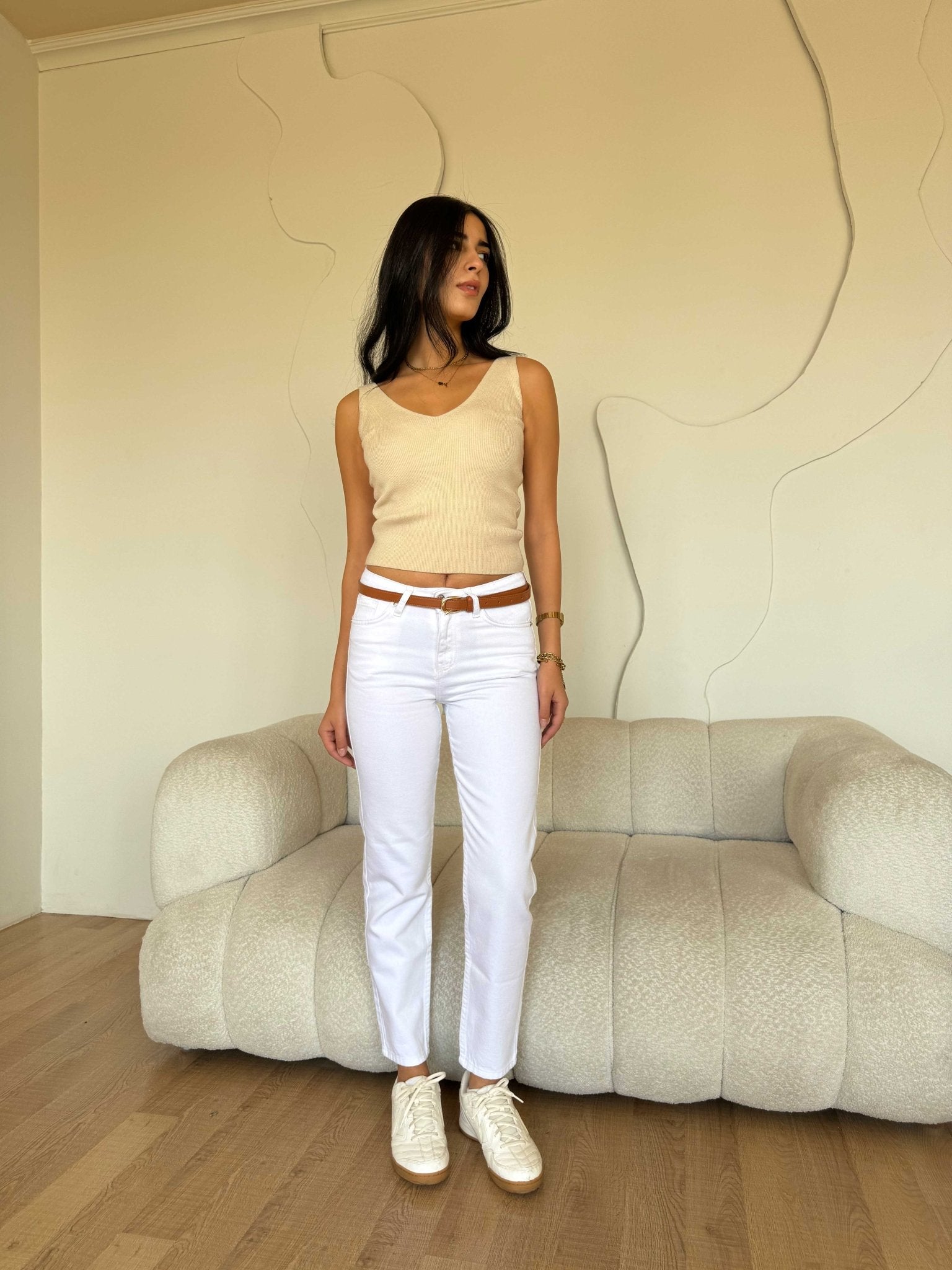 Mom Fit – Mid Rise White Jeans mom fit CIZARO - Cizaro Jeans