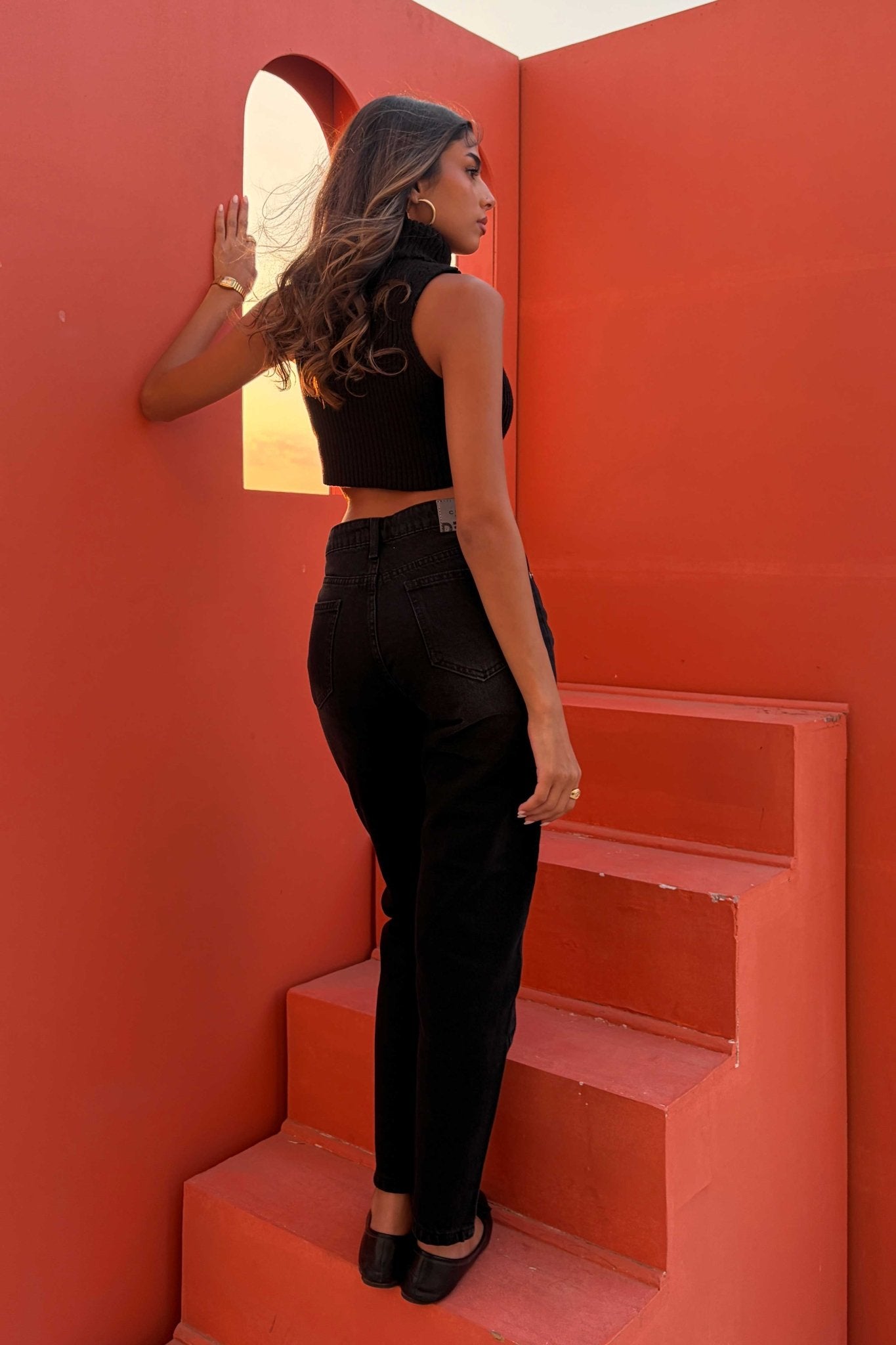 Mom Fit – Mid Rise Washed Black Jeans Mom-Fit CIZARO - Cizaro Jeans