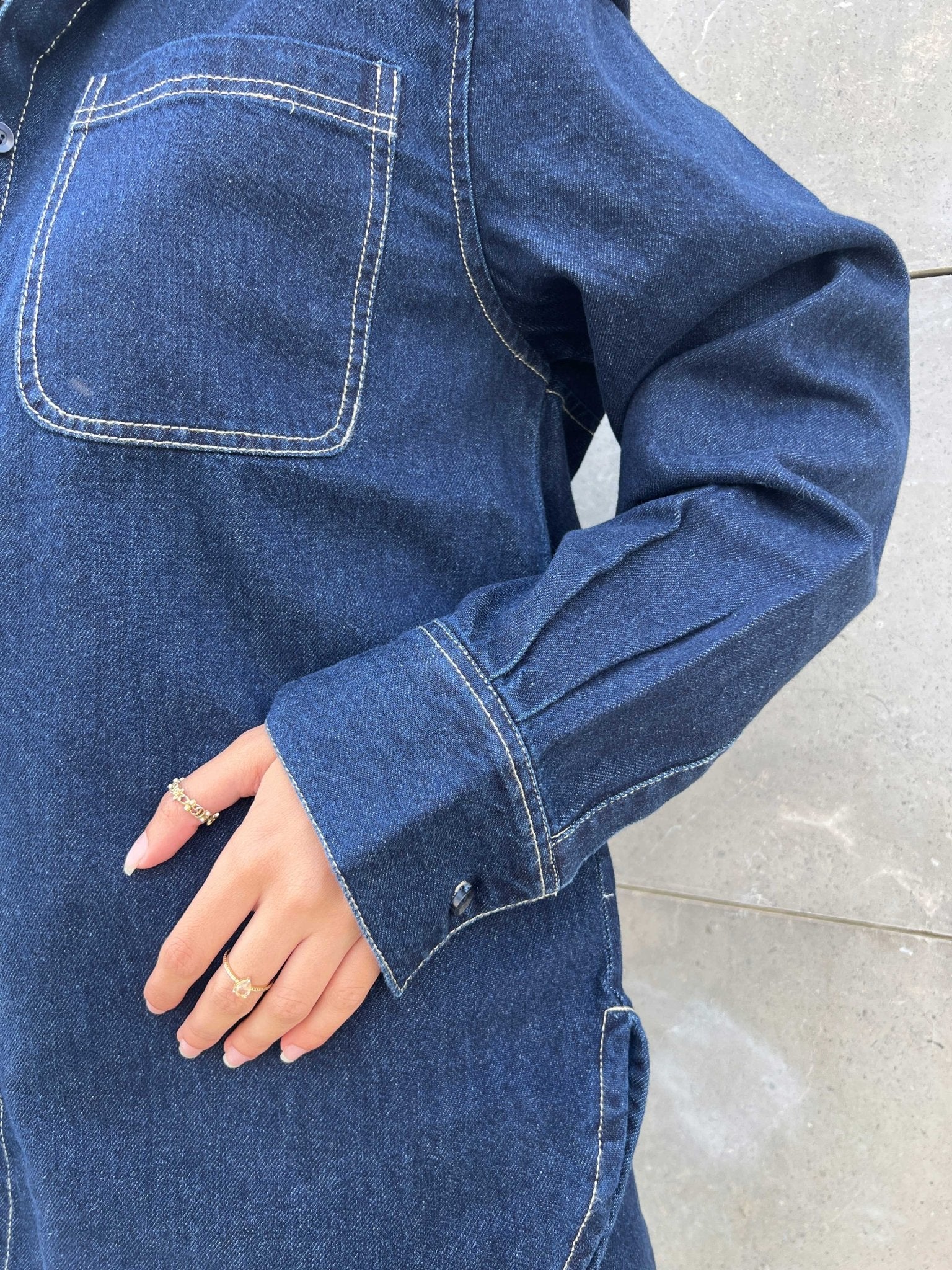 Oversized - Raw Denim Unwashed Ink Shirt Denim Shirt CIZNEW - Cizaro Jeans