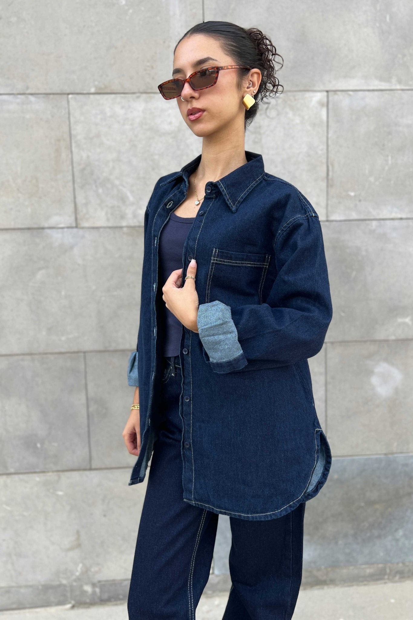 Oversized - Raw Denim Unwashed Ink Shirt Denim Shirt CIZNEW - Cizaro Jeans