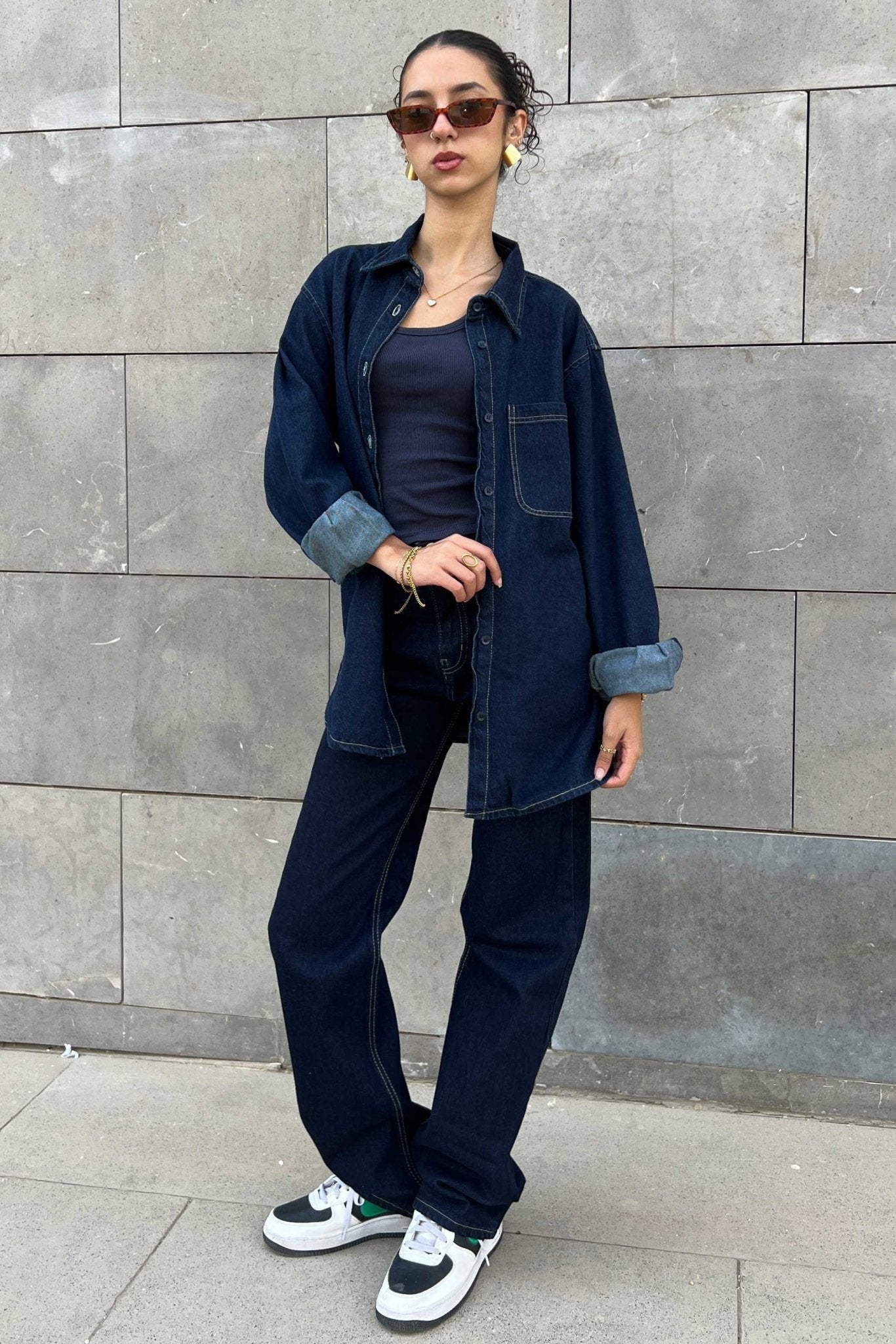 Oversized - Raw Denim Unwashed Ink Shirt Denim Shirt CIZNEW - Cizaro Jeans