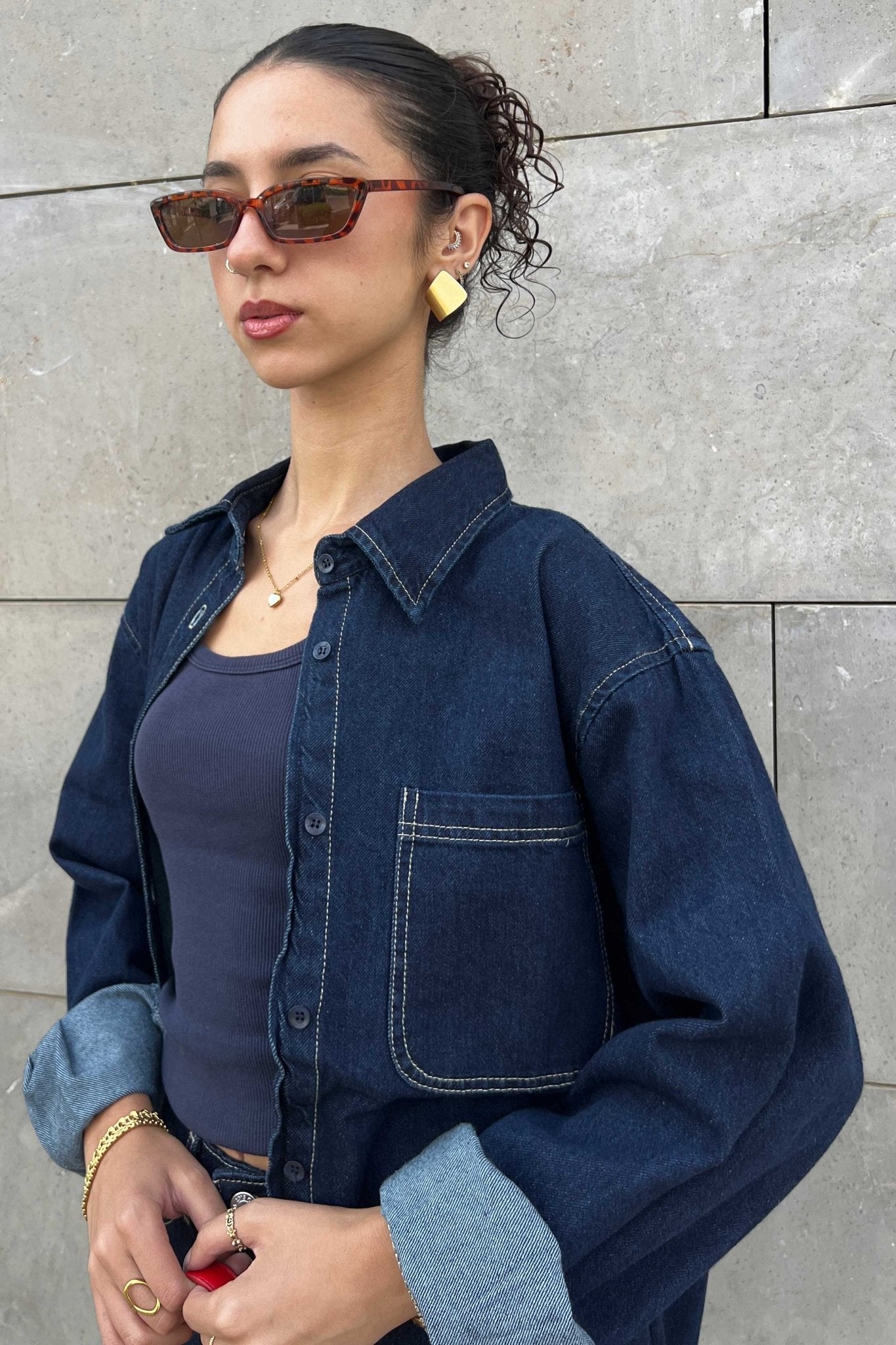 Oversized - Raw Denim Unwashed Ink Shirt Denim Shirt CIZNEW - Cizaro Jeans