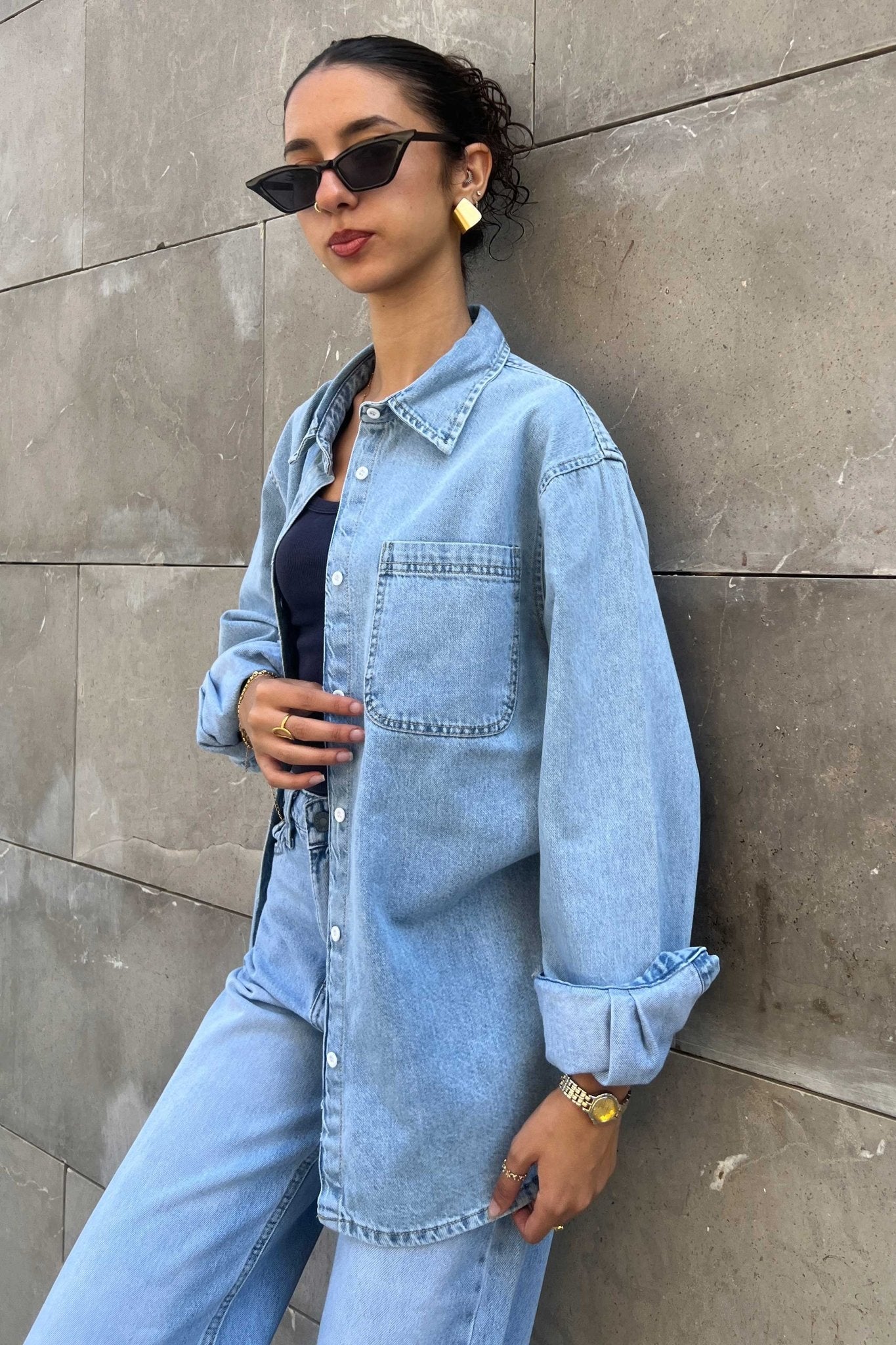 Oversized - Denim Blue Mirage Shirt Denim Shirt CIZNEW - Cizaro Jeans