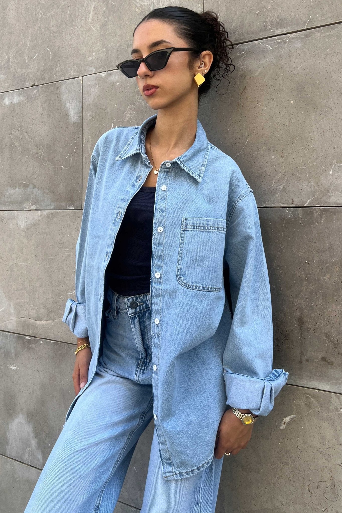 Oversized - Denim Blue Mirage Shirt Denim Shirt CIZNEW - Cizaro Jeans