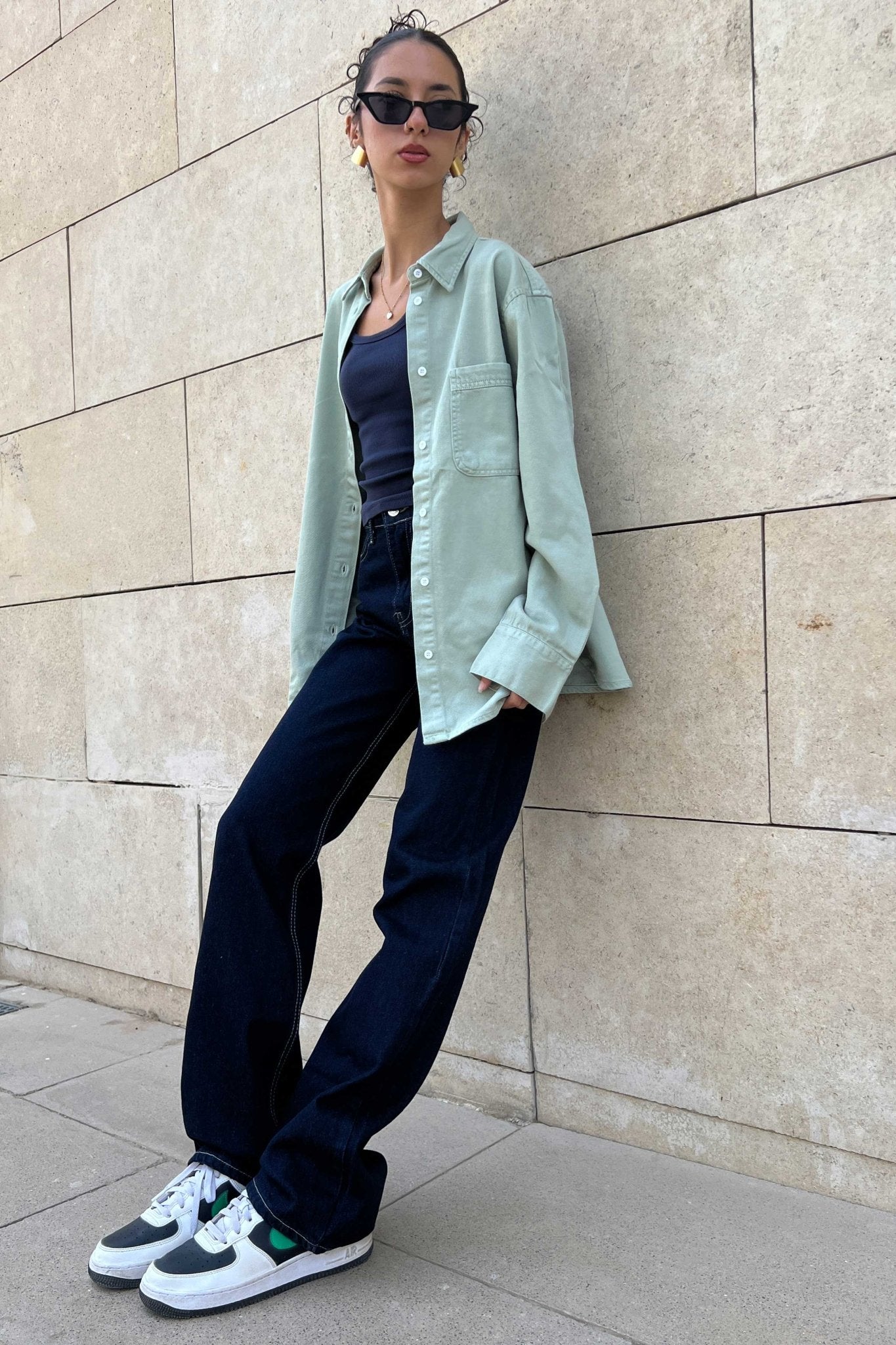 Oversized - Denim Pastel Mint Green Shirt Denim Shirt CIZNEW - Cizaro Jeans