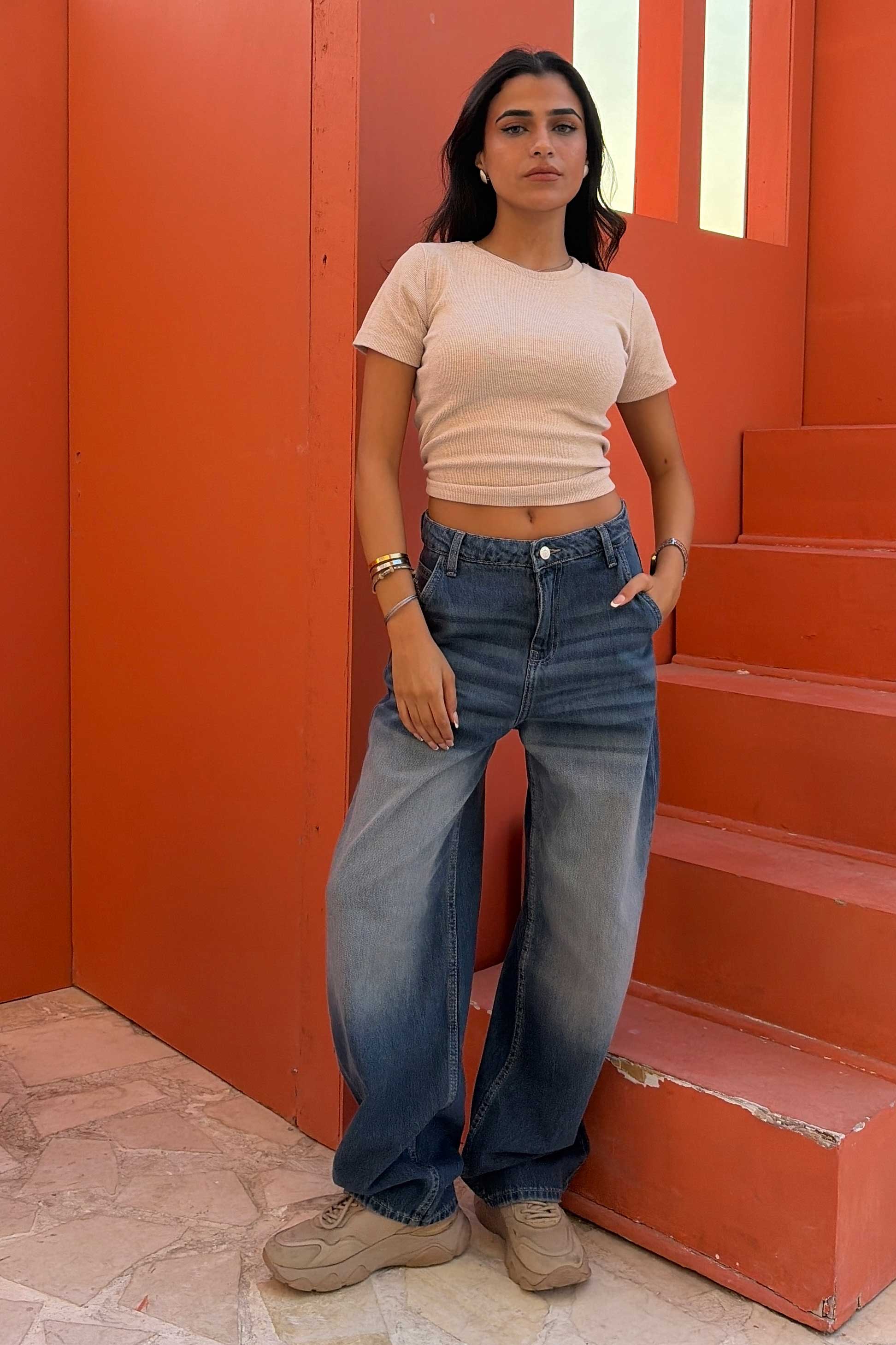 Skater – Mid Rise Faded Vintage Blue Jeans Skater CIZARO - Cizaro Jeans