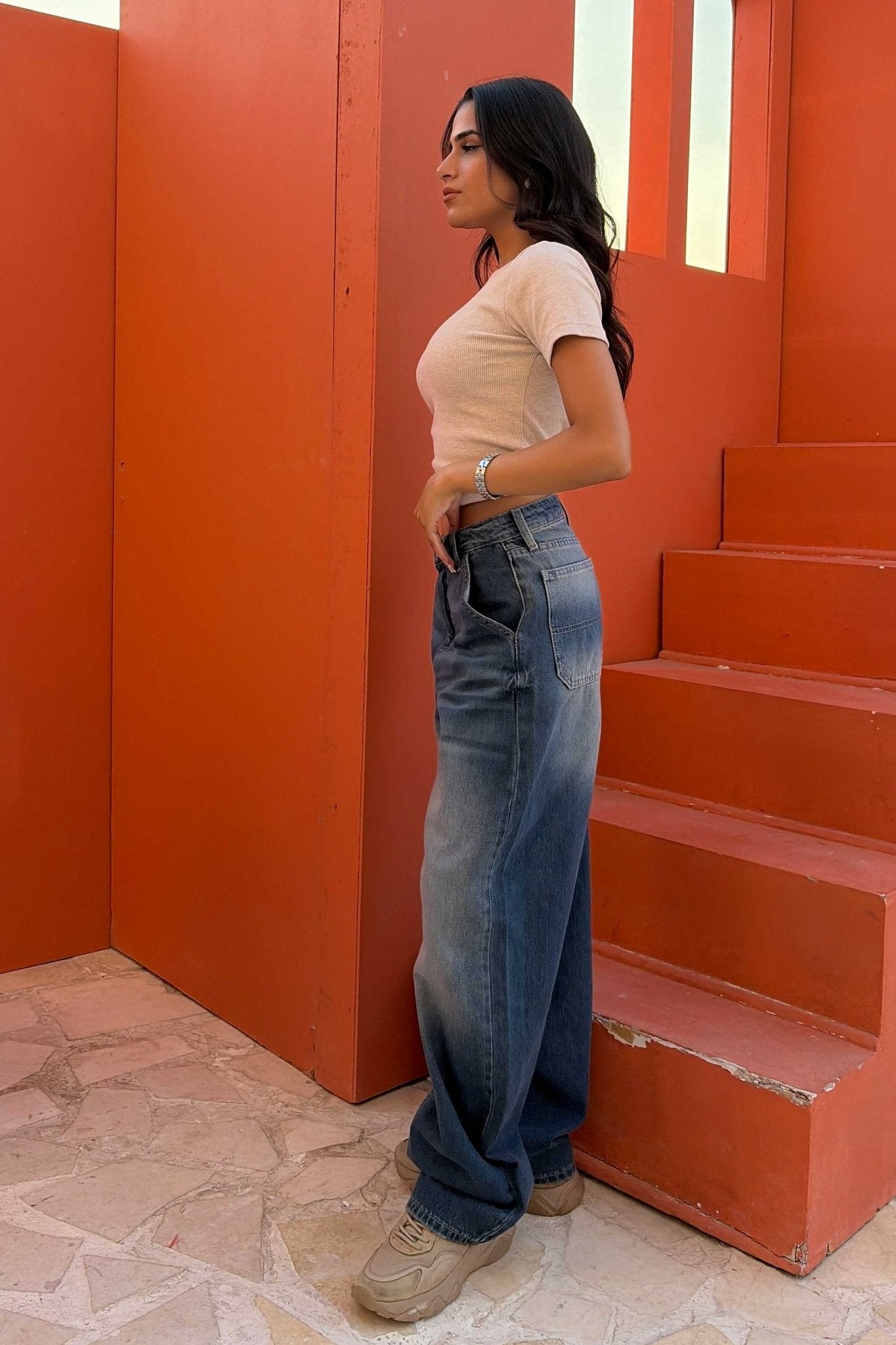 Skater – Mid Rise Faded Vintage Blue Jeans Skater CIZARO - Cizaro Jeans