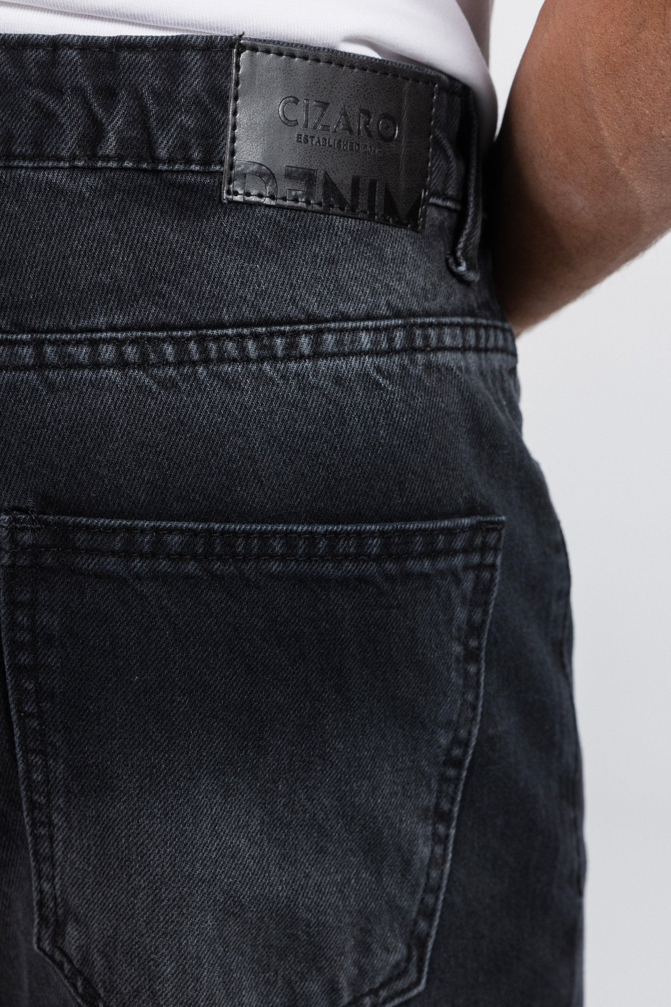 Straight – Washed Black Jeans Straight-Man CIZARO - Cizaro Jeans