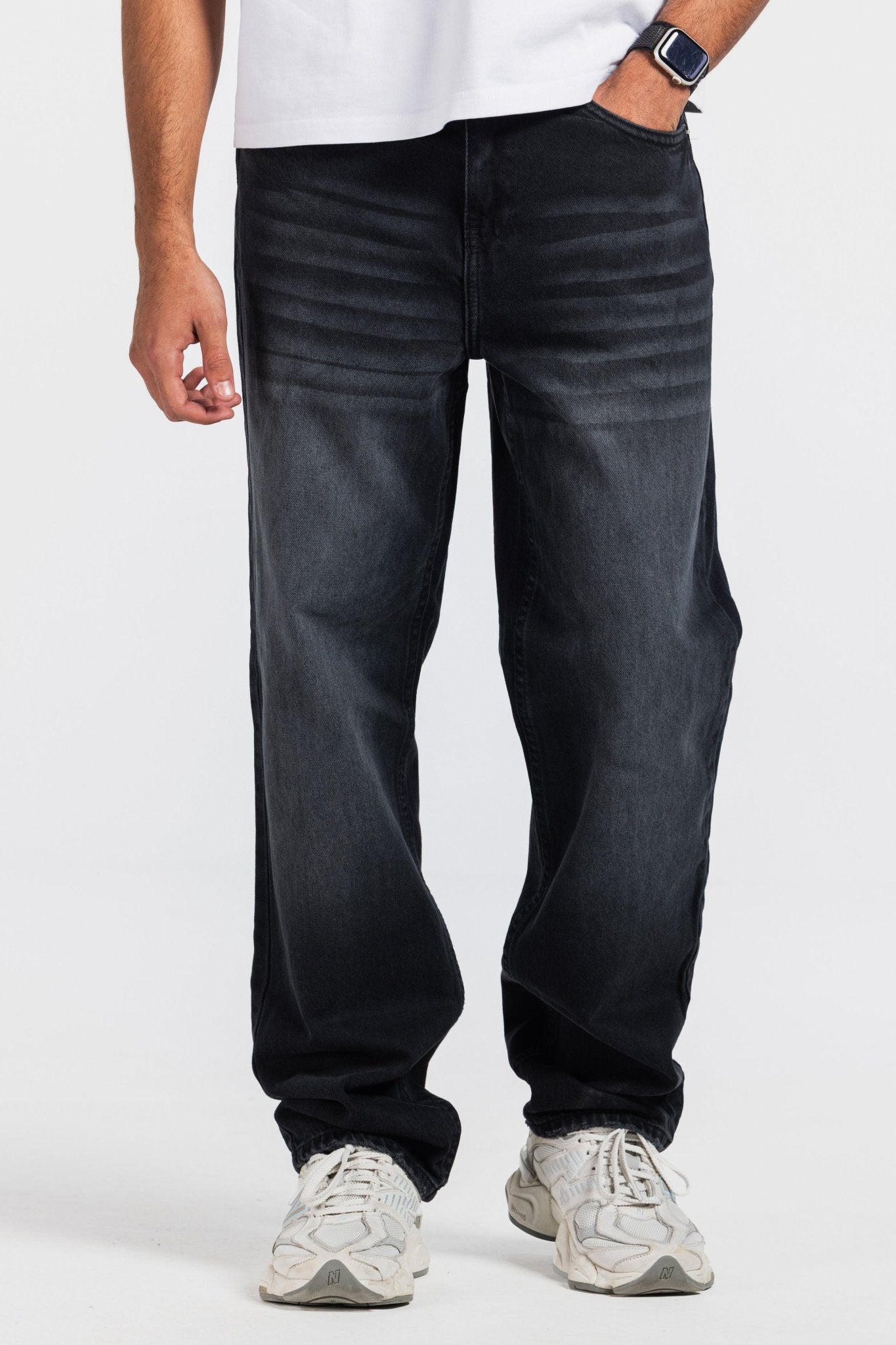 Straight – Washed Black Jeans Straight-Man CIZARO - Cizaro Jeans