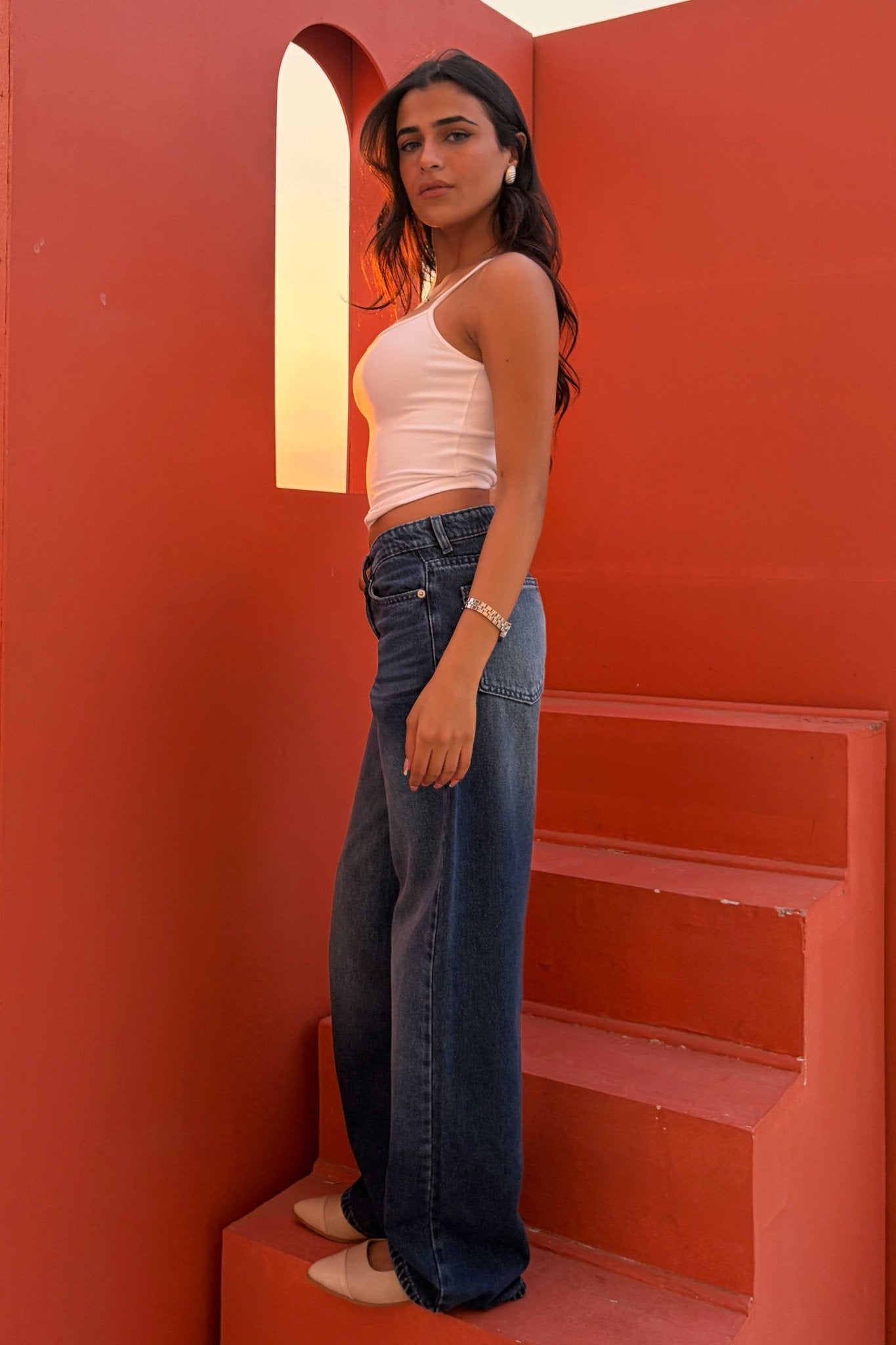 Straight – Mid Rise Ocean Blue Jeans Straight CIZARO - Cizaro Jeans