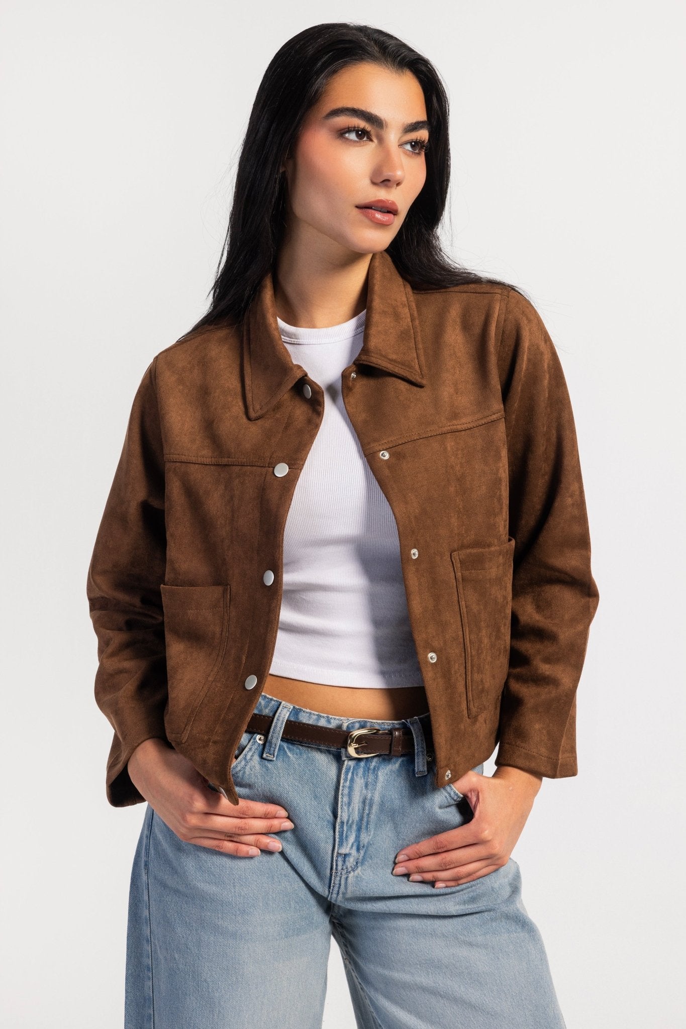 Suede Jacket – Dark Brown Jacket CIZARO - Cizaro Jeans
