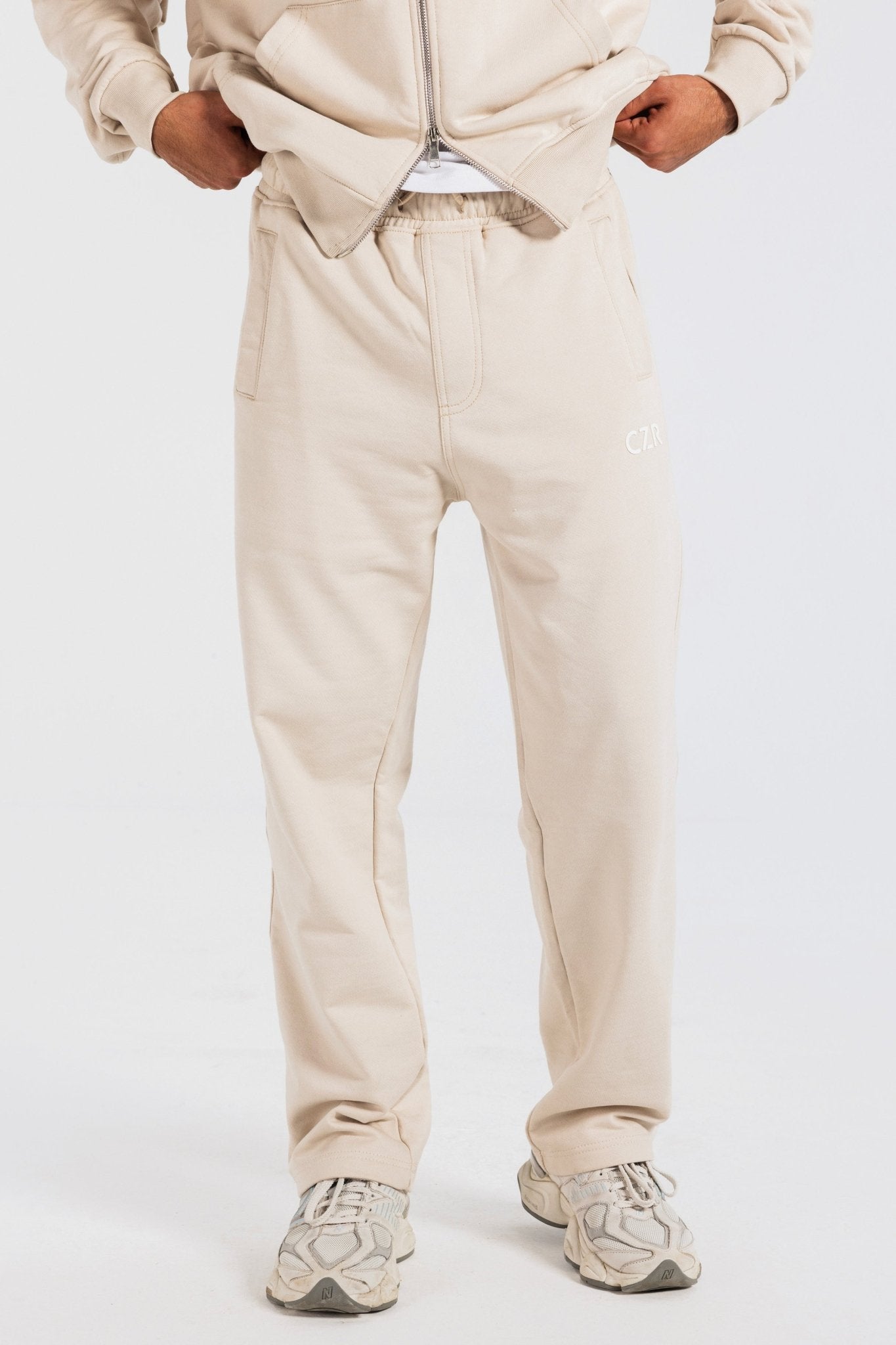 Wide-Leg Sweatpants – Beige Pants Sweatpants CIZARO - Cizaro Jeans