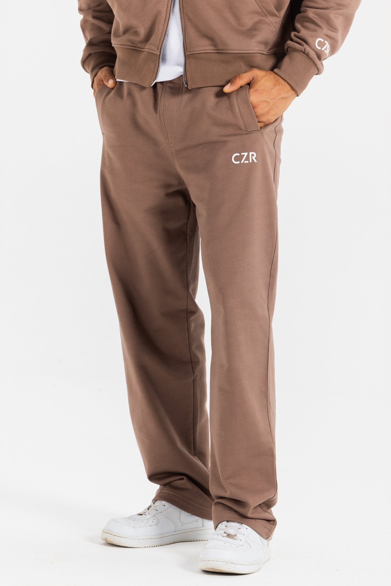 Wide-Leg Sweatpants – Stone Brown Pants Sweatpants CIZARO - Cizaro Jeans