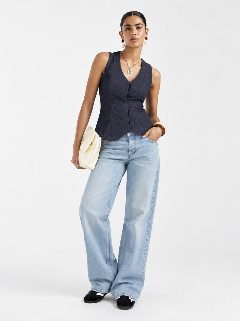 Denim Waistcoat Vest CIZARO - Cizaro Jeans