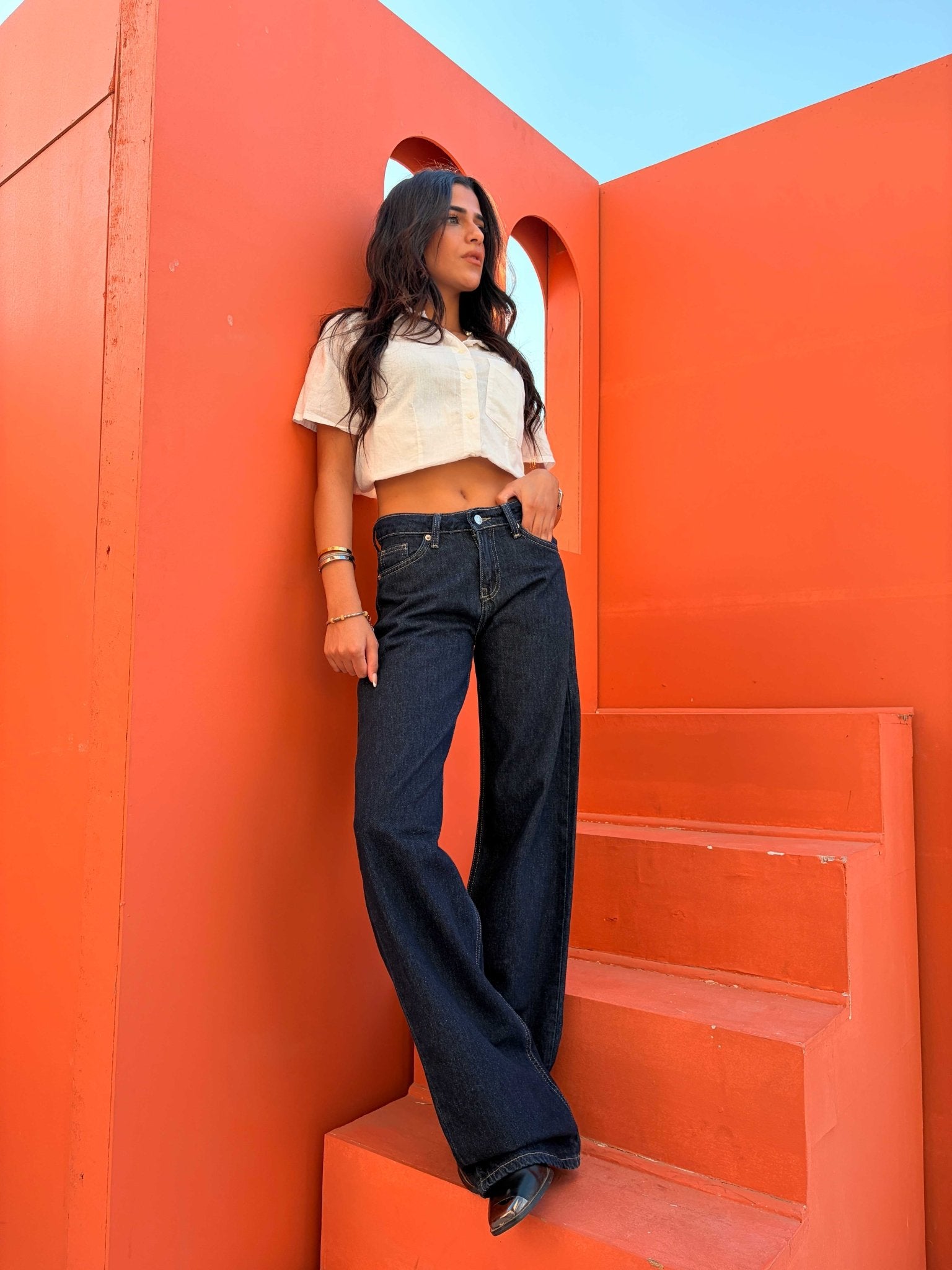 Wide Leg – Low Waist Raw Denim Jeans Wide-Leg CIZARO - Cizaro Jeans