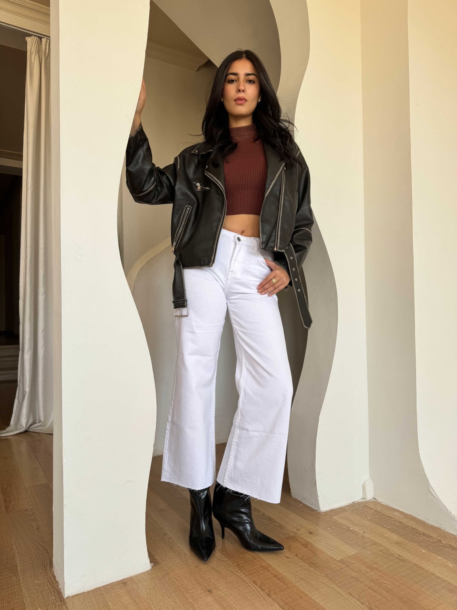 Cropped Wide Leg – Mid Rise White Jeans Wide-Leg CIZARO - Cizaro Jeans