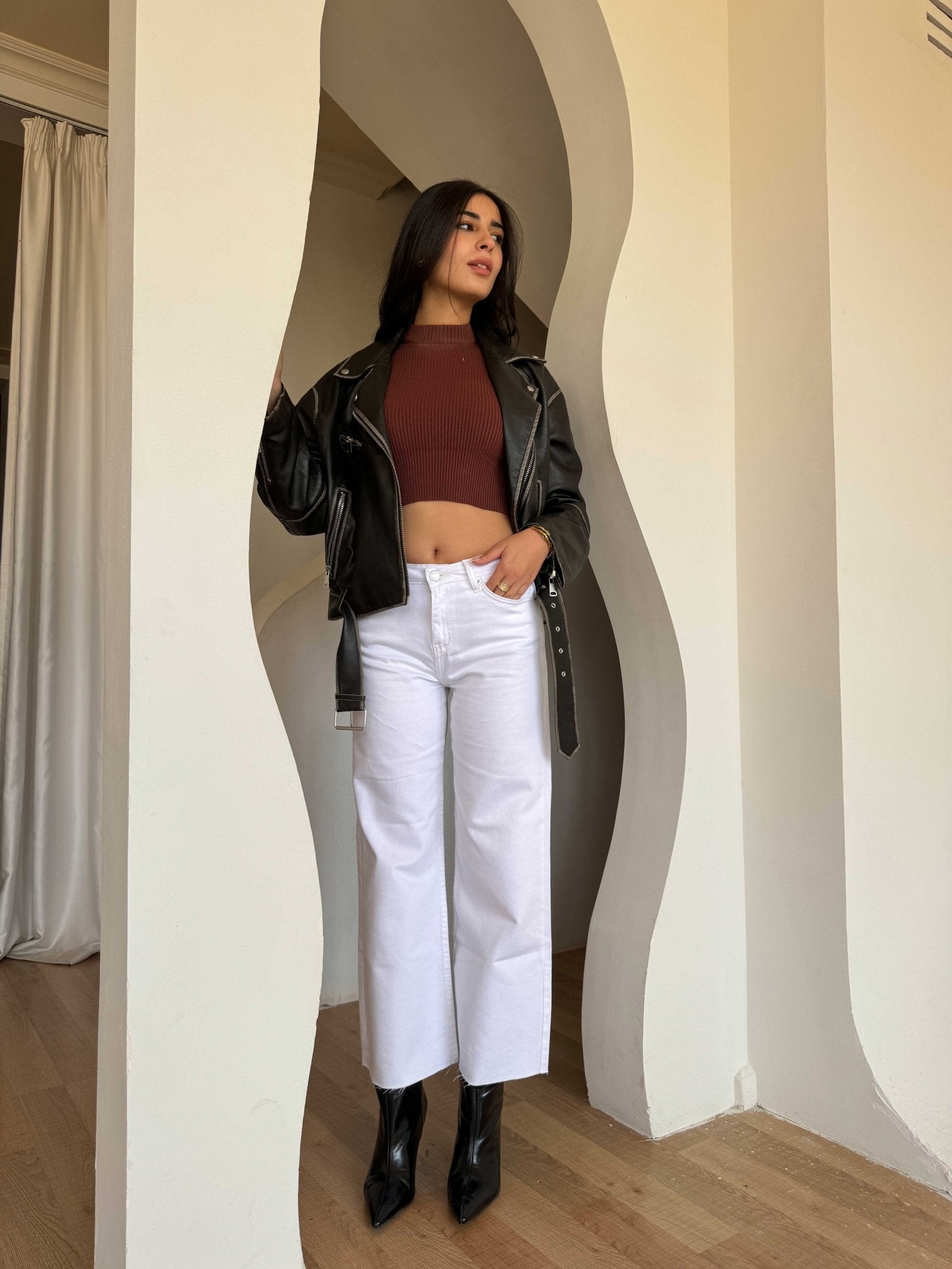 Cropped Wide Leg – Mid Rise White Jeans Wide-Leg CIZARO - Cizaro Jeans