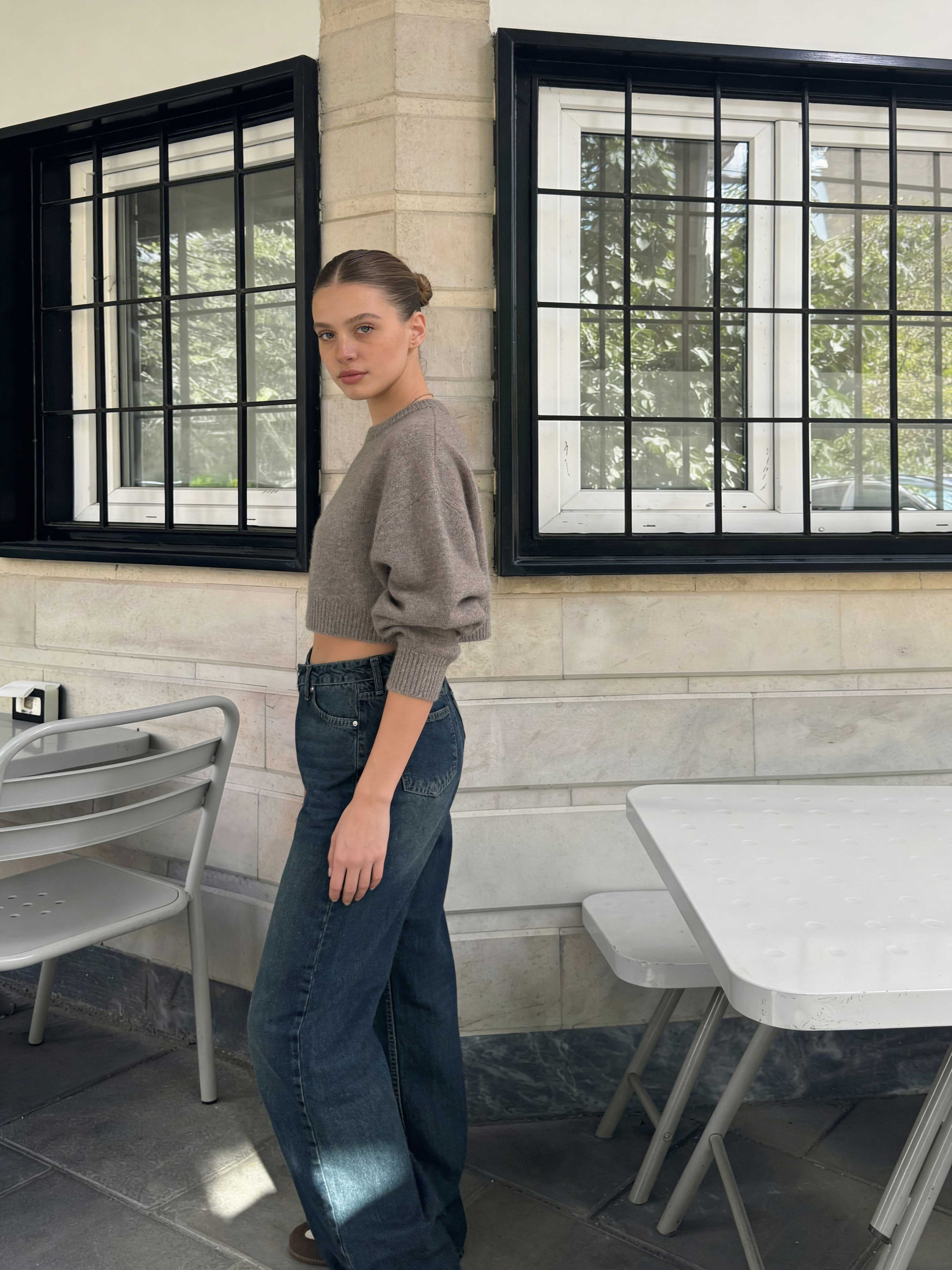 Crossover Wide-Leg – High-Waist Deep Vintage Green Jeans Wide Leg CIZARO - Cizaro Jeans