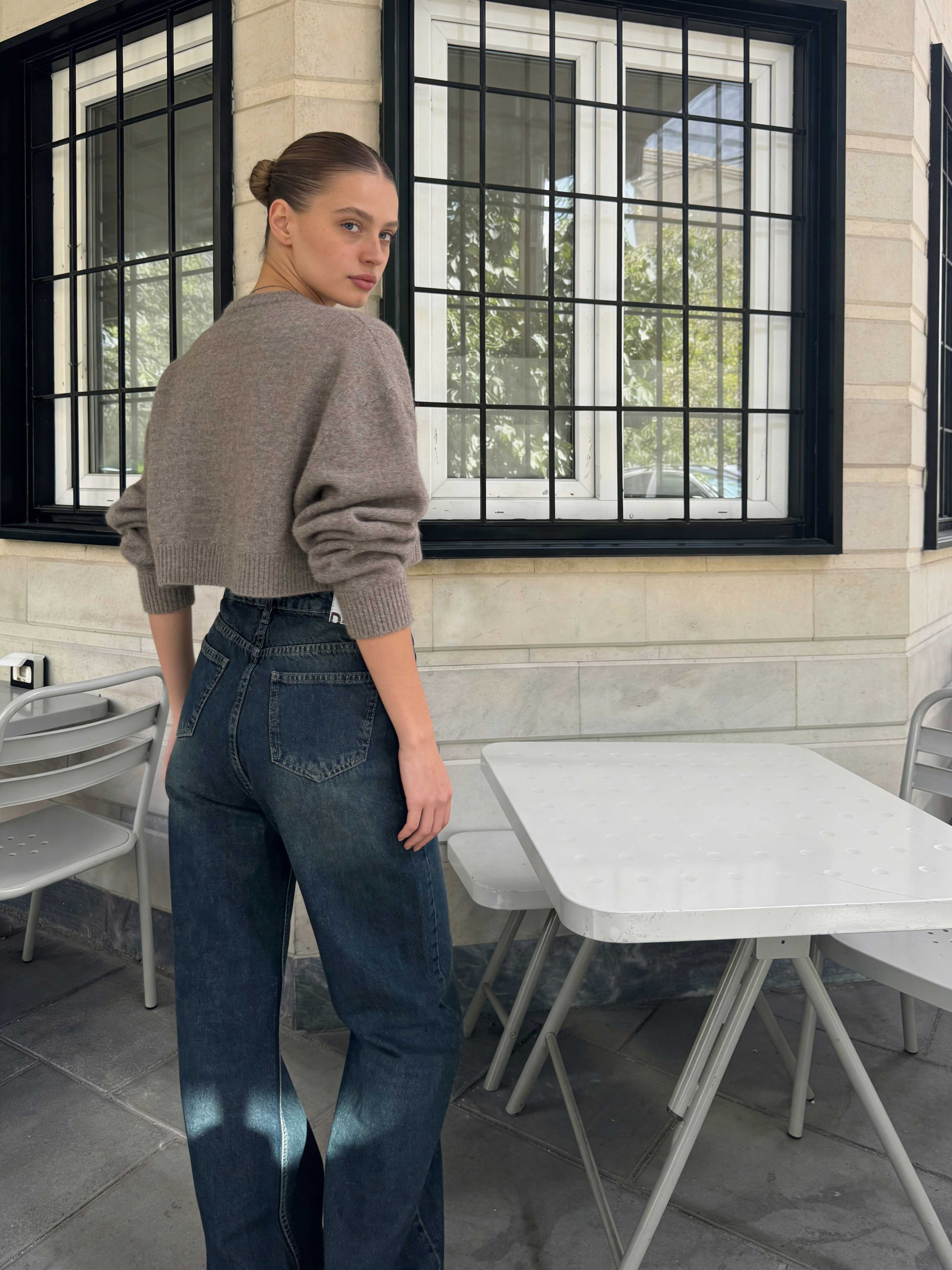 Crossover Wide-Leg – High-Waist Deep Vintage Green Jeans Wide Leg CIZARO - Cizaro Jeans