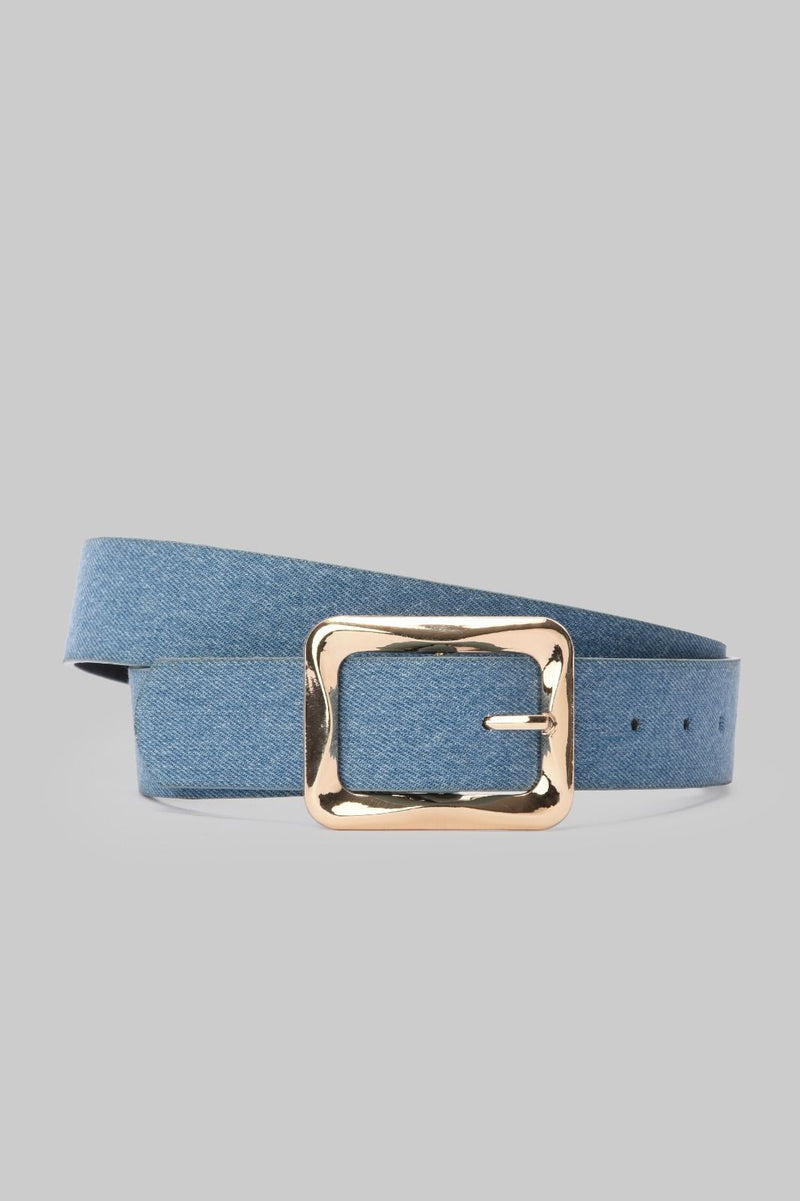 Ice Denim Rounded Silver Buckle belt CIZARO - Cizaro Jeans