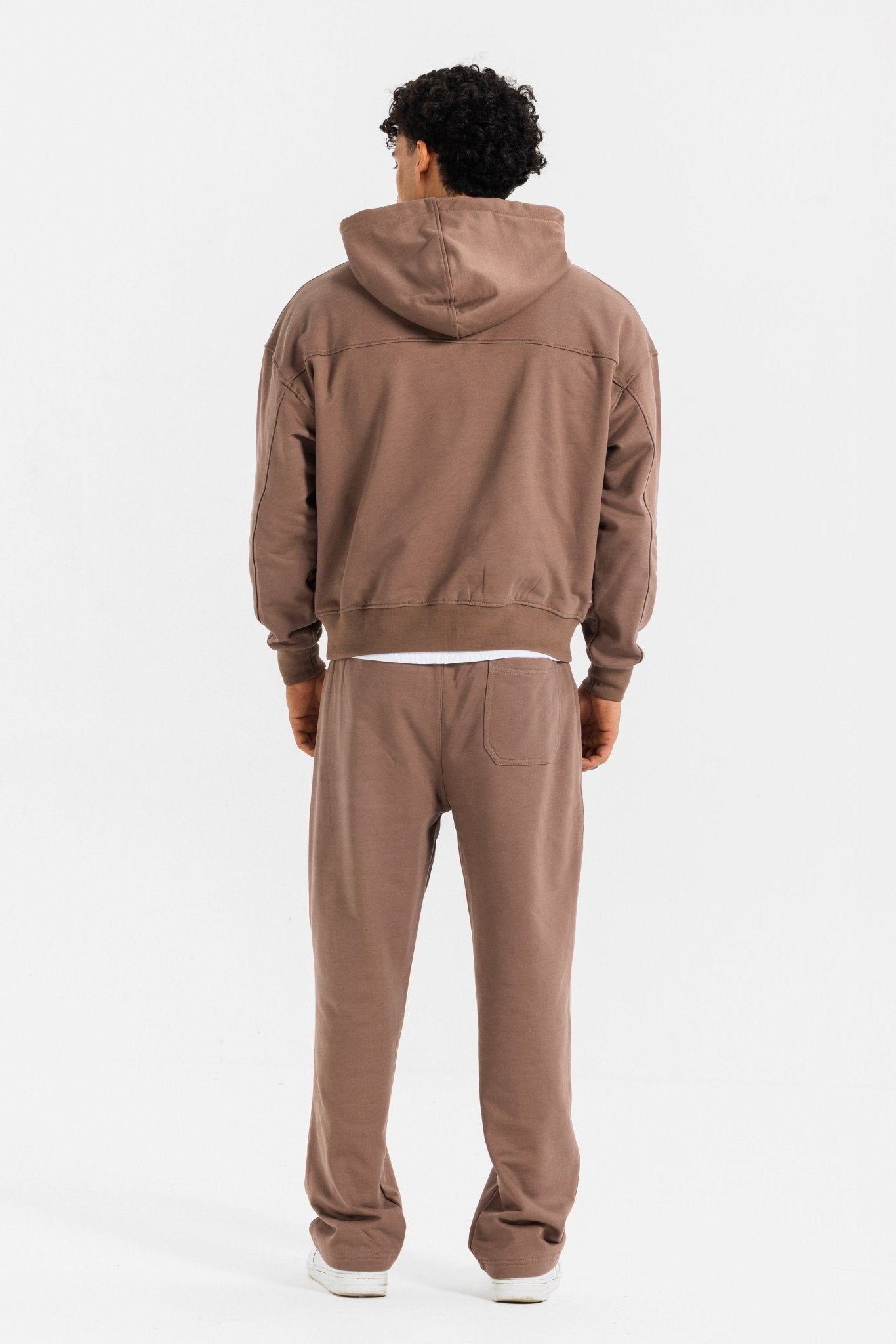 Zip-Up Hoodie – Stone Brown Hoodie-Man CIZARO - Cizaro Jeans