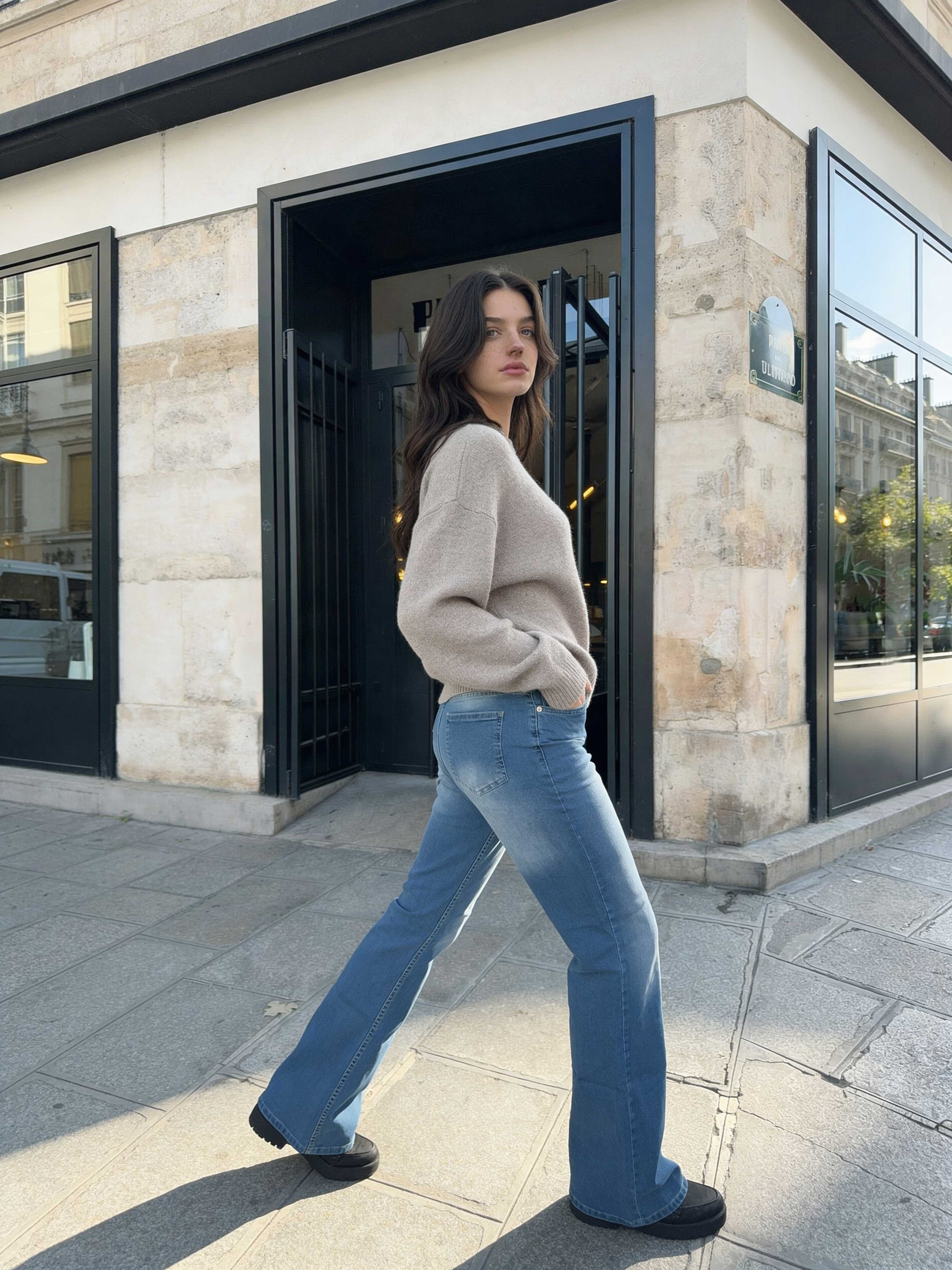 Flare – High-Waist Mid Blue Jeans flare CIZARO - Cizaro Jeans