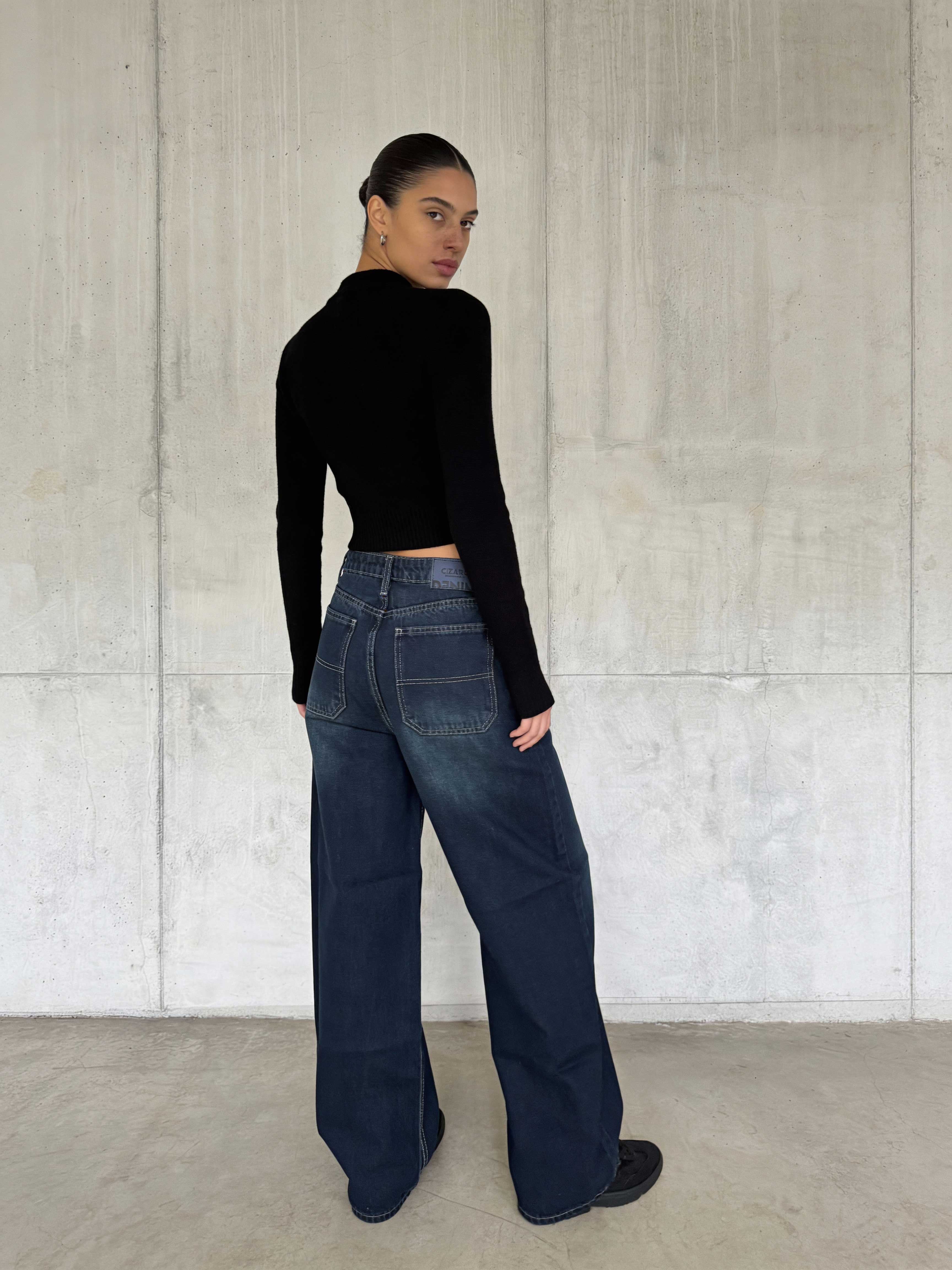 Skater – High-Waist Deep Vintage Green Jeans skater CIZARO - Cizaro Jeans