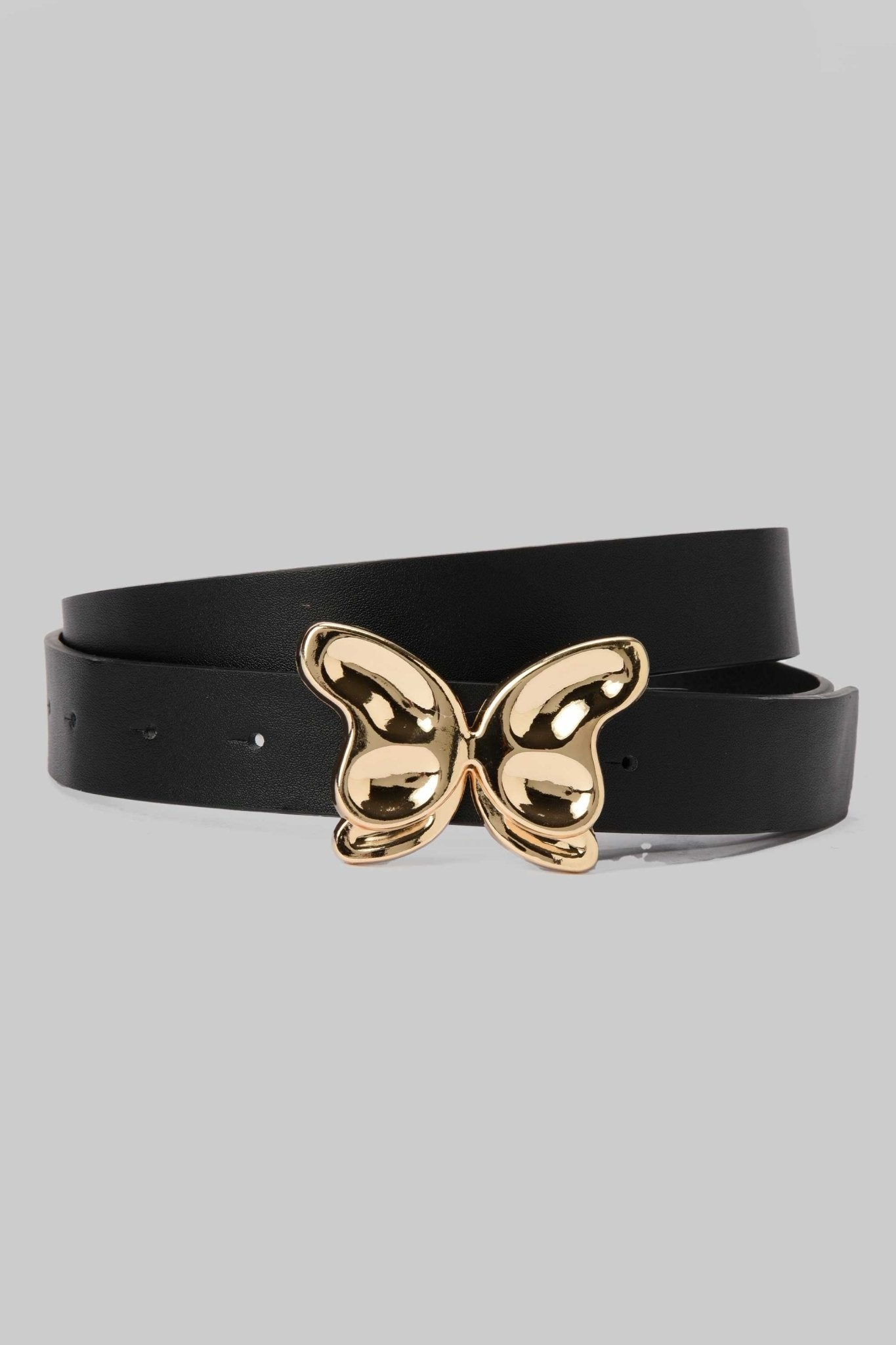 Belt | Black with Gold Butterfly Buckle Belt CZBELT - Cizaro Jeans