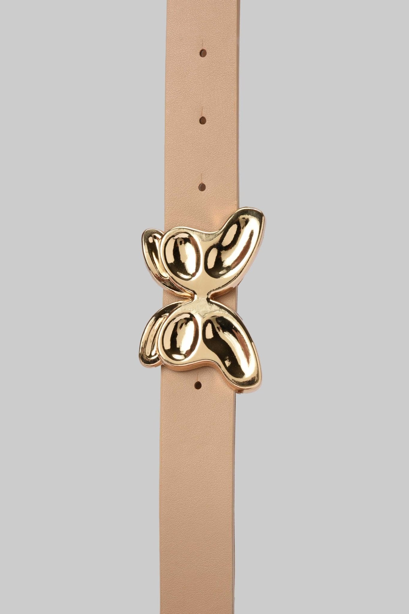 Belt | Beige with Gold Butterfly Buckle Belt CZBELT - Cizaro Jeans