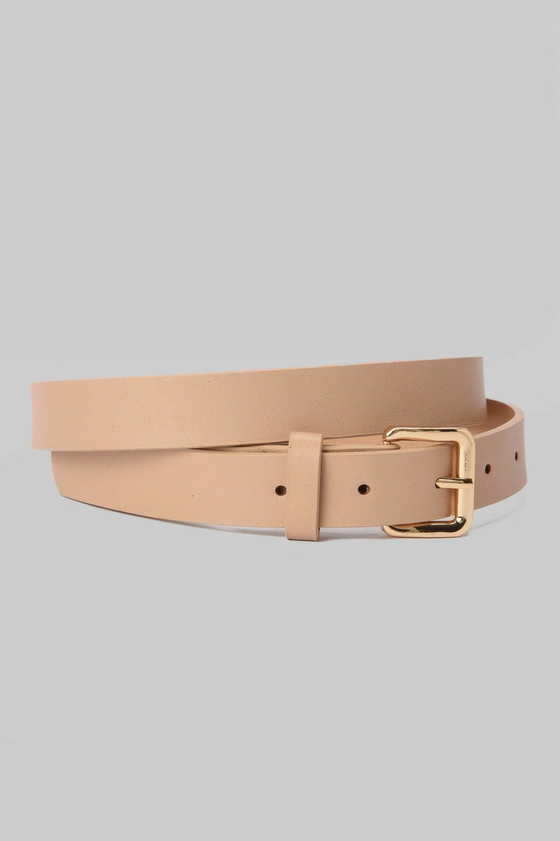 Belt | Nude Faux Leather with Gold Classic Buckle Belt CZBELT - Cizaro Jeans
