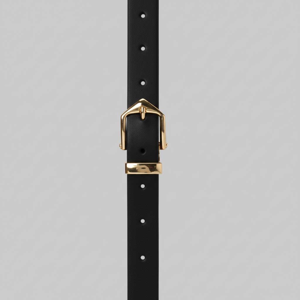 Belt | Black Faux Leather with Gold Pointed Buckle Belt CZBELT - Cizaro Jeans