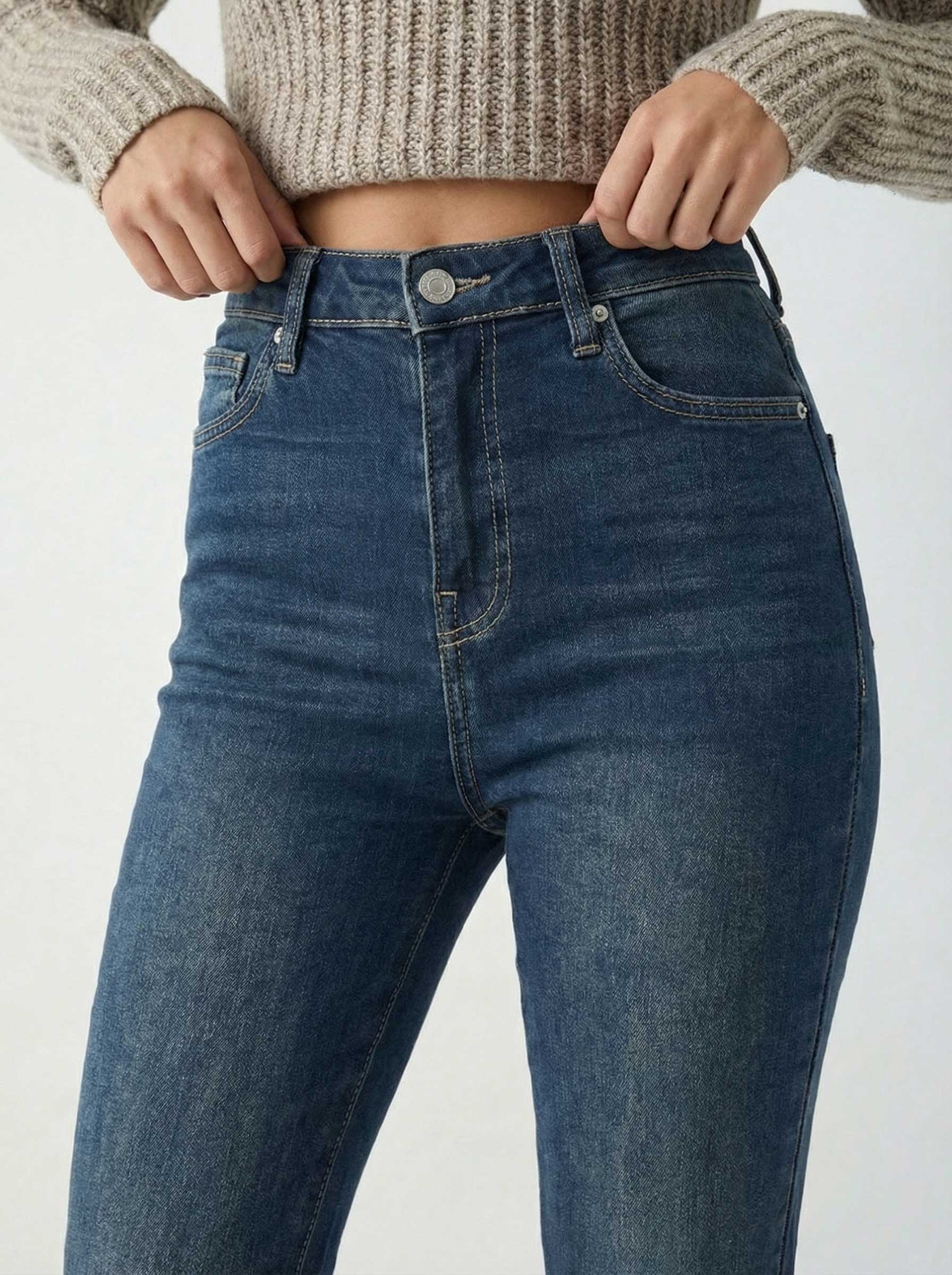 Flare – High-Waist Vintage Green Jeans flare CIZARO - Cizaro Jeans